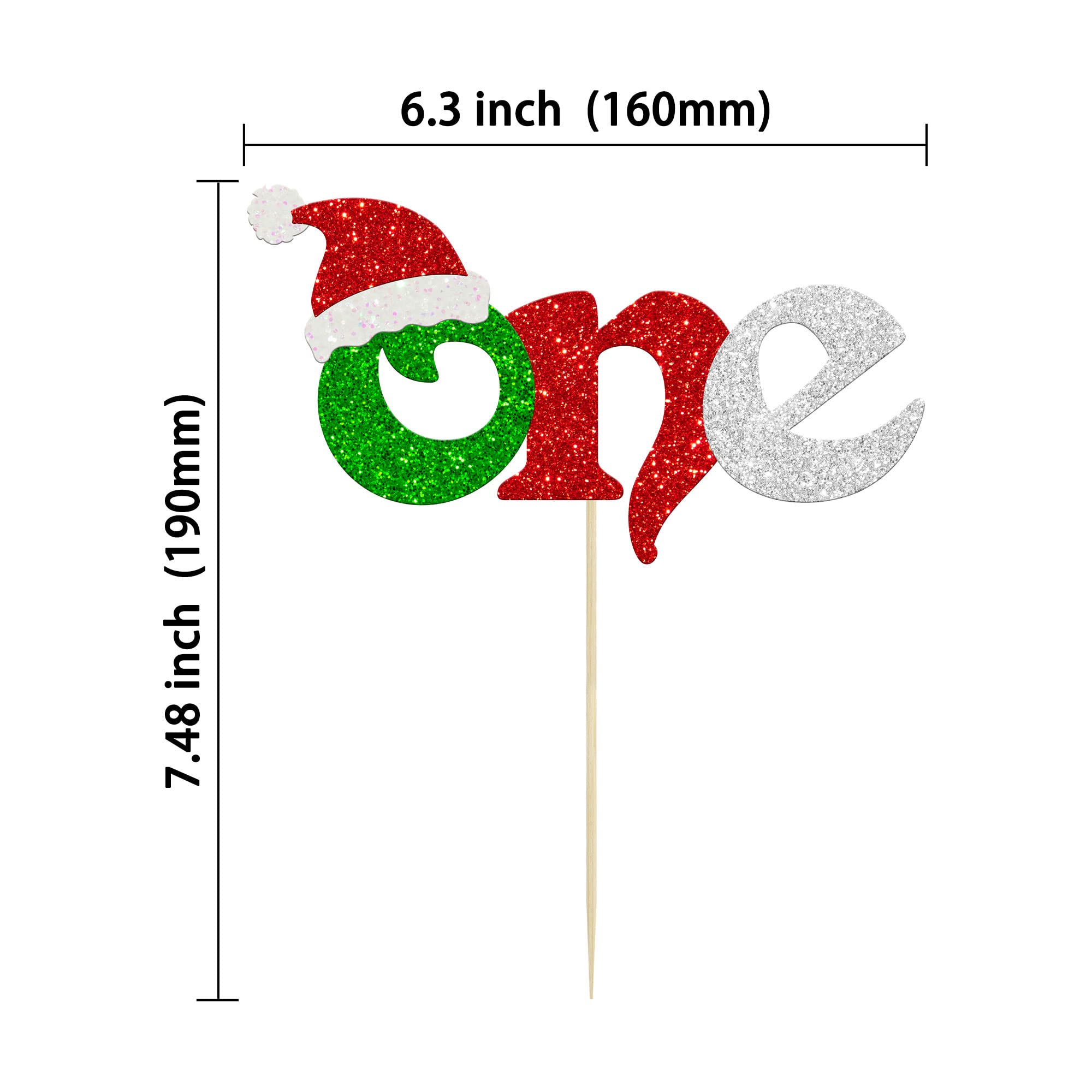 Gyufise 1 Pack Christmas Cake Topper with Santa Hat - First Birthday Party Decorations for Christmas Theme, Baby Shower & Kids 1st Birthday Party Supplies | Perfect for Holiday Celebrations, Festive Desserts & Special Occasions