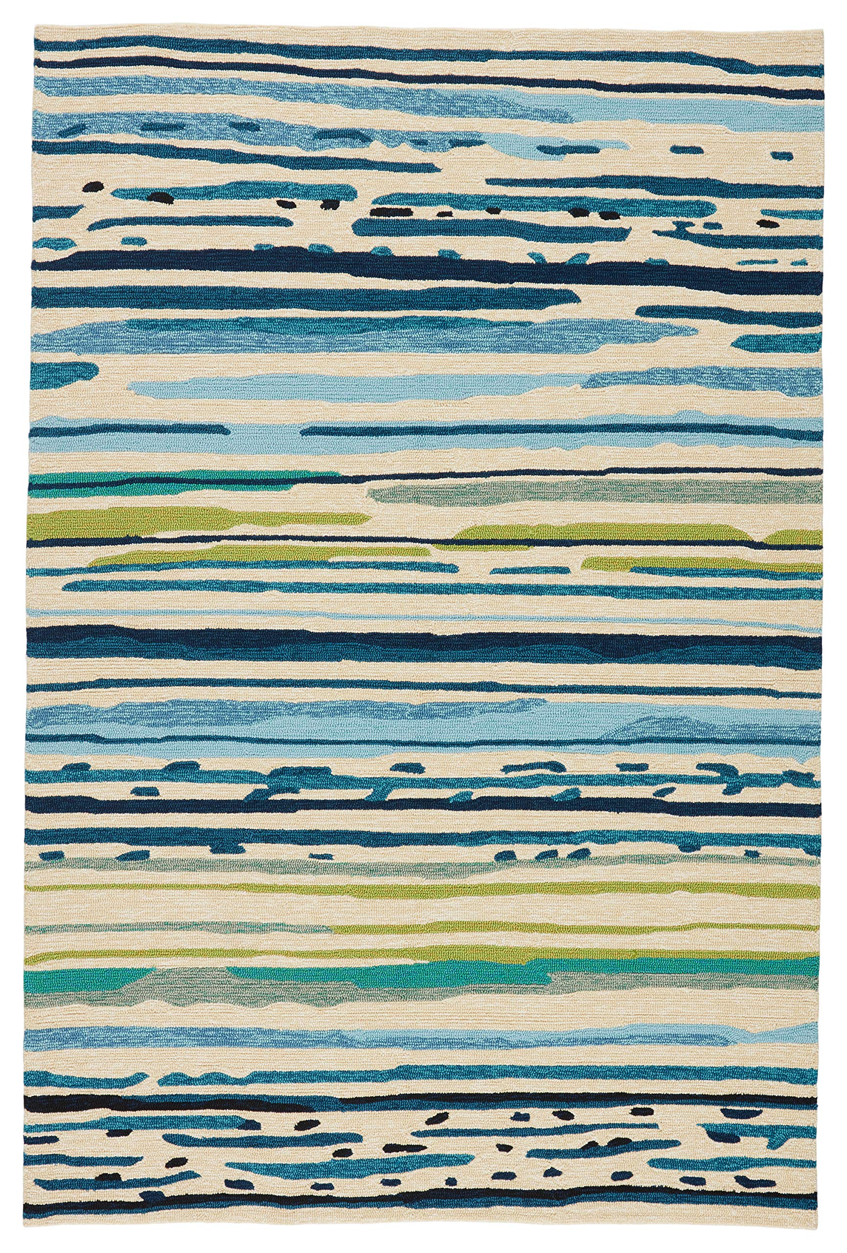 Jaipur Living 5x8 Outdoor Area Rug - Blue & Green Striped Patio Rug for Deck, Balcony, or Backyard Decor