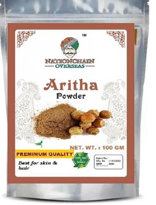 Organic Aritha Powder (Reetha/Soapnut) for Hair Care - Natural Herbal Shampoo, Strengthens & Adds Shine, 2-Pack (200g) - Perfect for DIY Hair Treatments & Natural Cleansing