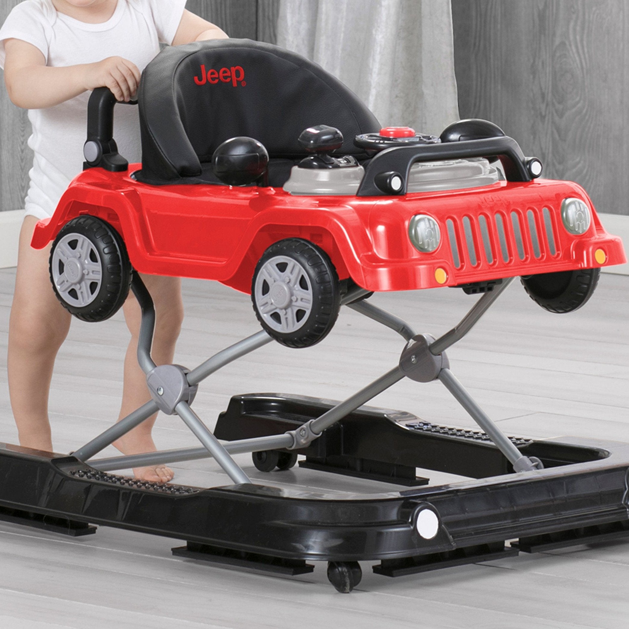Jeep® Classic Wrangler 3-in-1 Grow With Me Baby Walker - Adjustable Infant to Toddler Walker with Wheels for Learning to Walk - Perfect for Indoor Play & First Steps Development