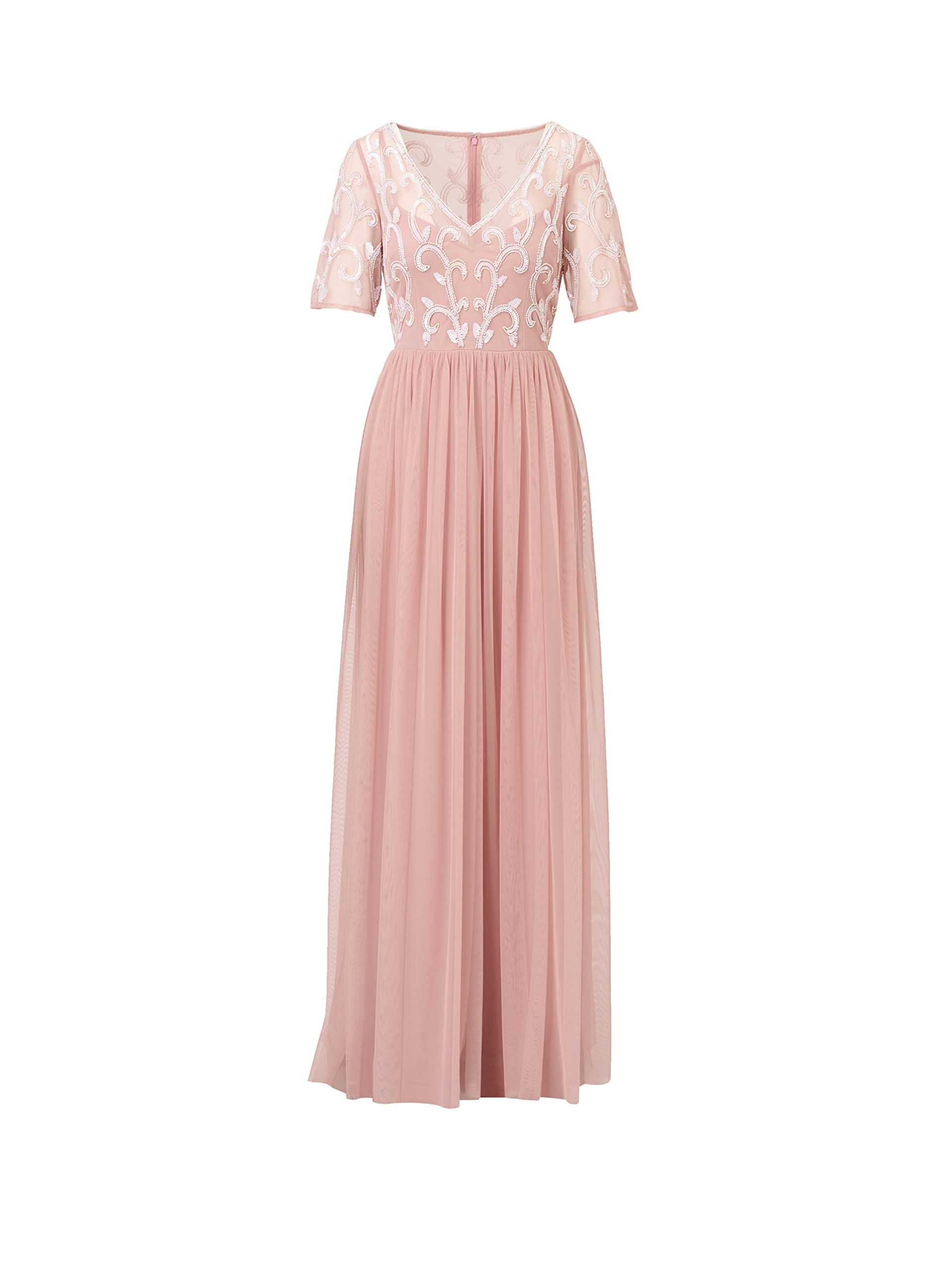 Adrianna Papell Women's Elegant Beaded Mesh Evening Gown for Prom, Wedding & Formal Events - Plus Size Options Available