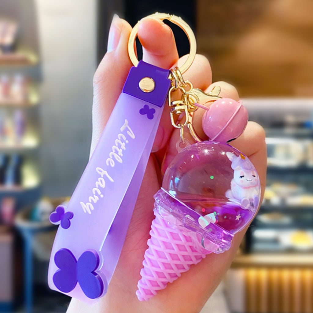 Unicorn Ice Cream Dome Keychain - Cute Lilac Purple Keyring for Girls, Women - Perfect for Backpacks, Purses, Gifts & Party Favors