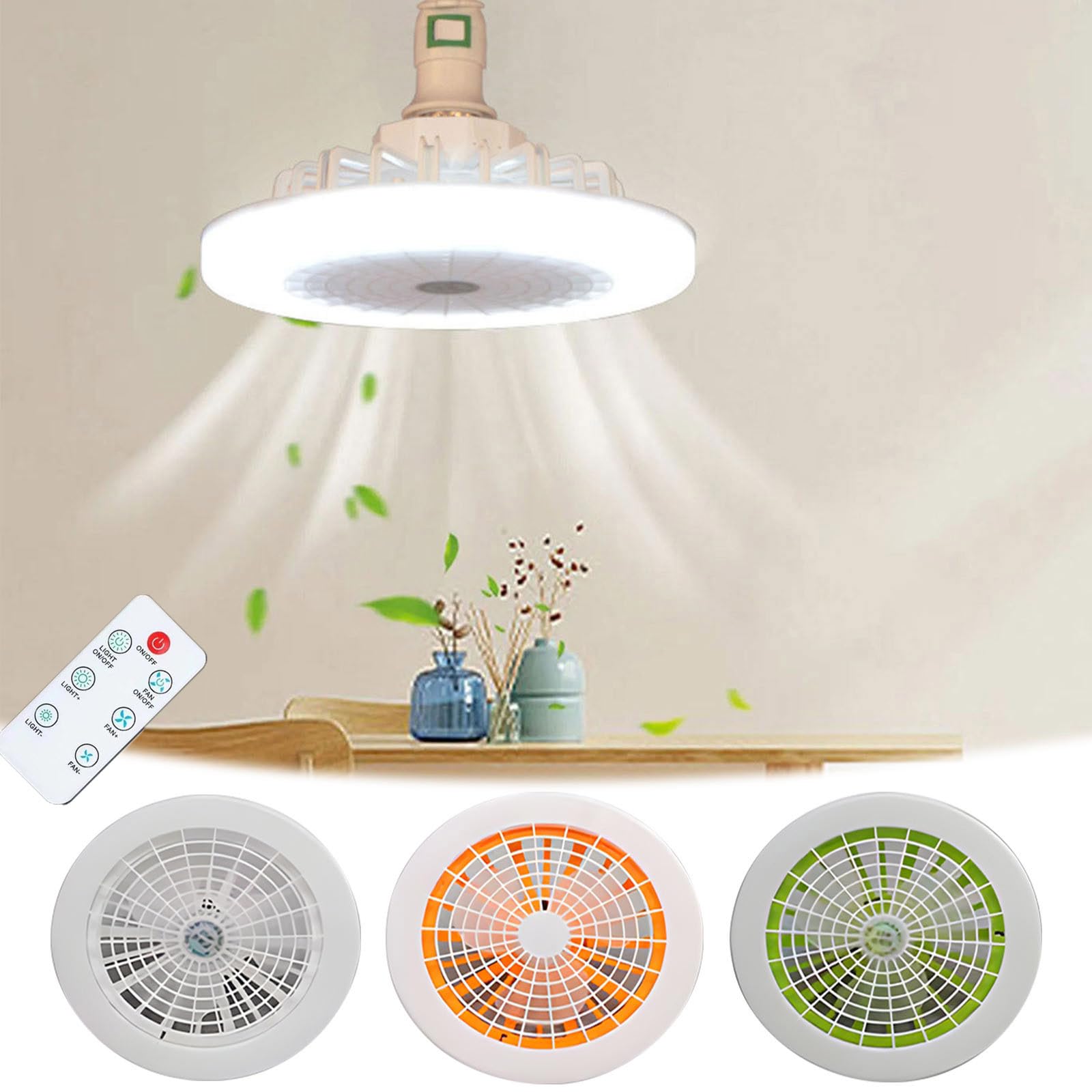 Ywbawe Modern Ceiling Fan with Light - 3 Speed Remote Control, Adjustable Brightness, Quiet Operation - Perfect for Living Room, Bedroom, Kitchen & Office (White) - Energy Efficient Cooling & Ambient Lighting Solution