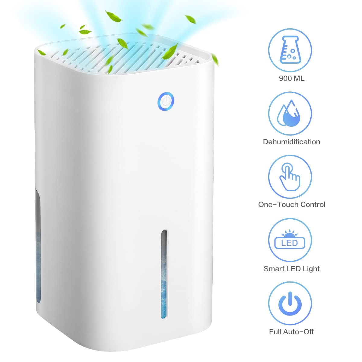 Garneck Mini Portable Dehumidifier with LED Indicator - Auto Shut Off for Home, Bedroom, Basement & Closet - Compact Moisture Absorber for Damp Spaces