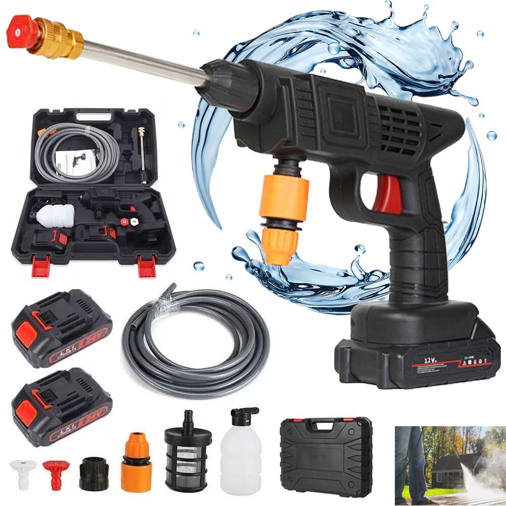 Ez-Jet Portable Hydrowasher Battery Operated - Wireless High Pressure Car Washer Sprayer Gun (1 Set) for Home, RV & Outdoor Cleaning - 1200PSI Water Pump for Cars, Patio & Garden
