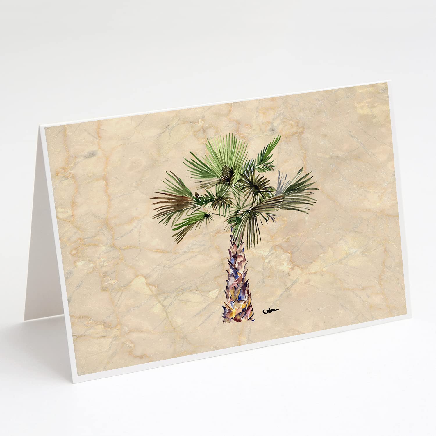 Palm Tree Greeting Cards and Envelopes - Pack of 8 Blank A7 Note Cards (5x7 inches) for Birthday, Thank You & Holiday Wishes | Whimsical Tropical Design