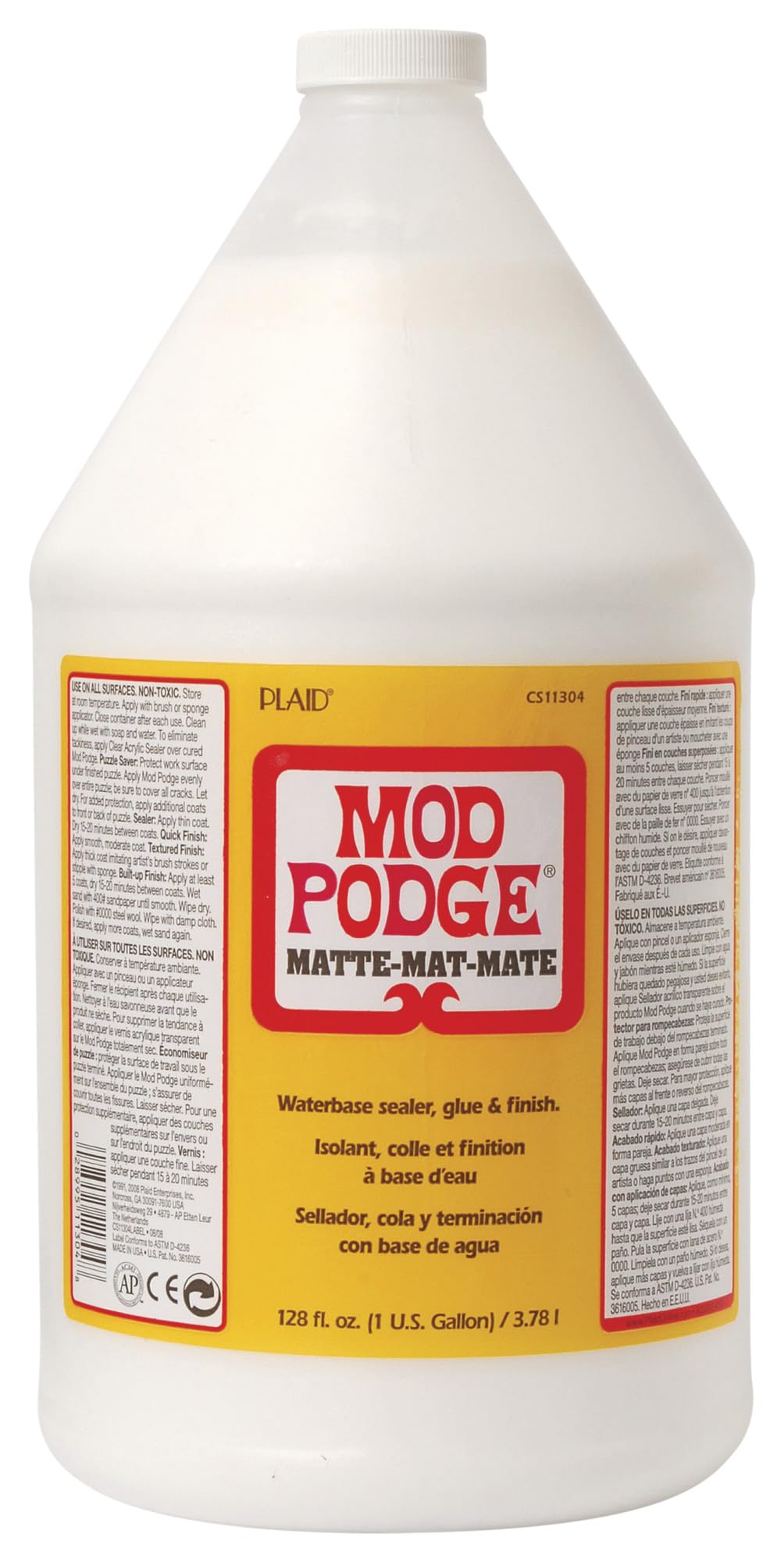 Mod Podge CS11304 Waterbase Sealer, Glue and Finish - 128 oz Matte Finish for DIY Crafts, Scrapbooking & Decoupage Projects | Non-Toxic Sealing Solution for Wood, Fabric & Paper Crafts