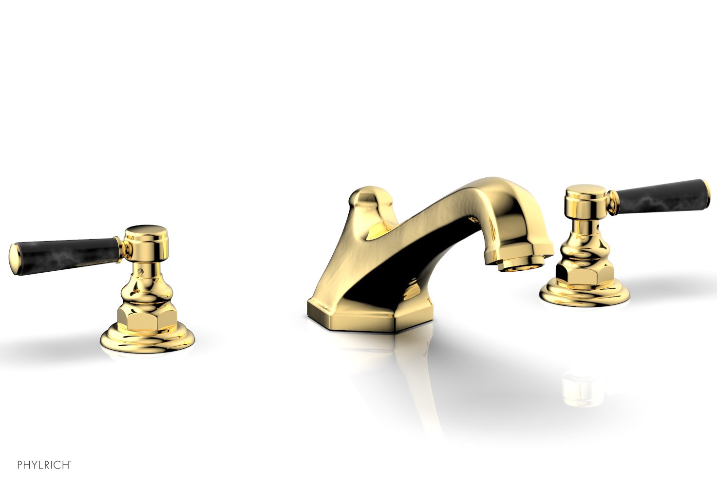 HEX TRADITIONAL Deck Tub Set with Black Marble Lever Handles - 500 42 - Perfect for Outdoor Bathing and Garden Relaxation