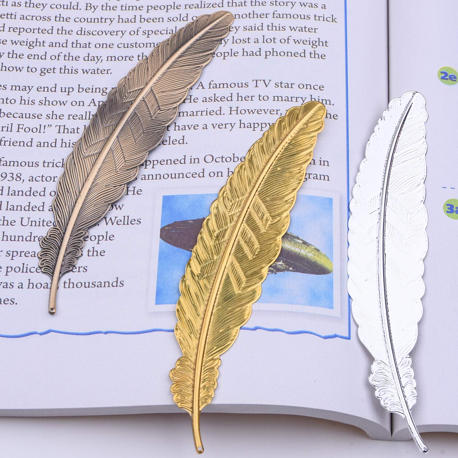 Vintage Feather Metal Bookmarks - 24pcs Gifts for Book Lovers, Kids & Teachers | Reading Accessories