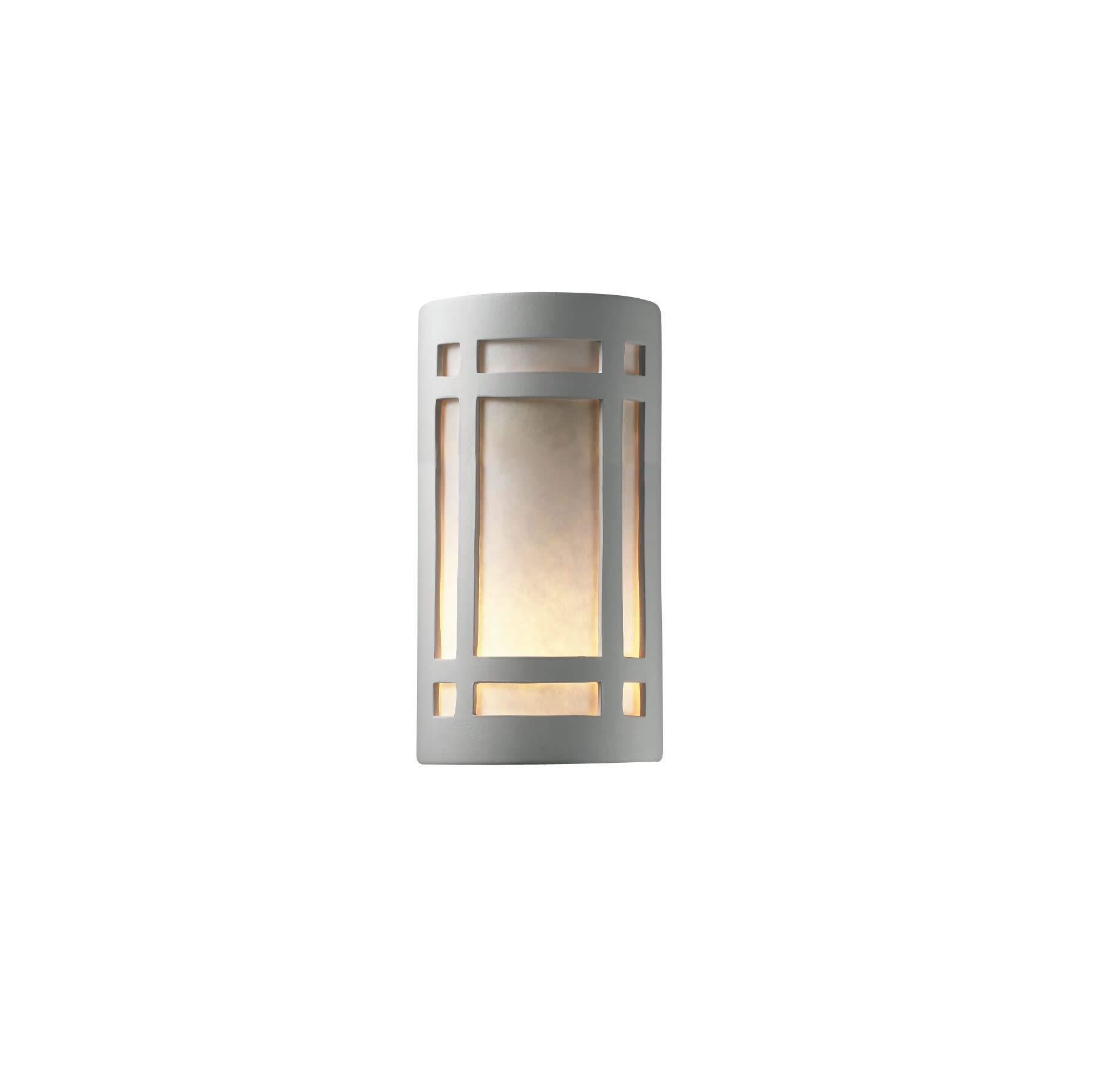 Justice Design Group Ambiance Collection 2-Light Wall Sconce - Bisque Finish | Modern Wall Lighting Fixture for Bedroom, Living Room & Hallway Decor