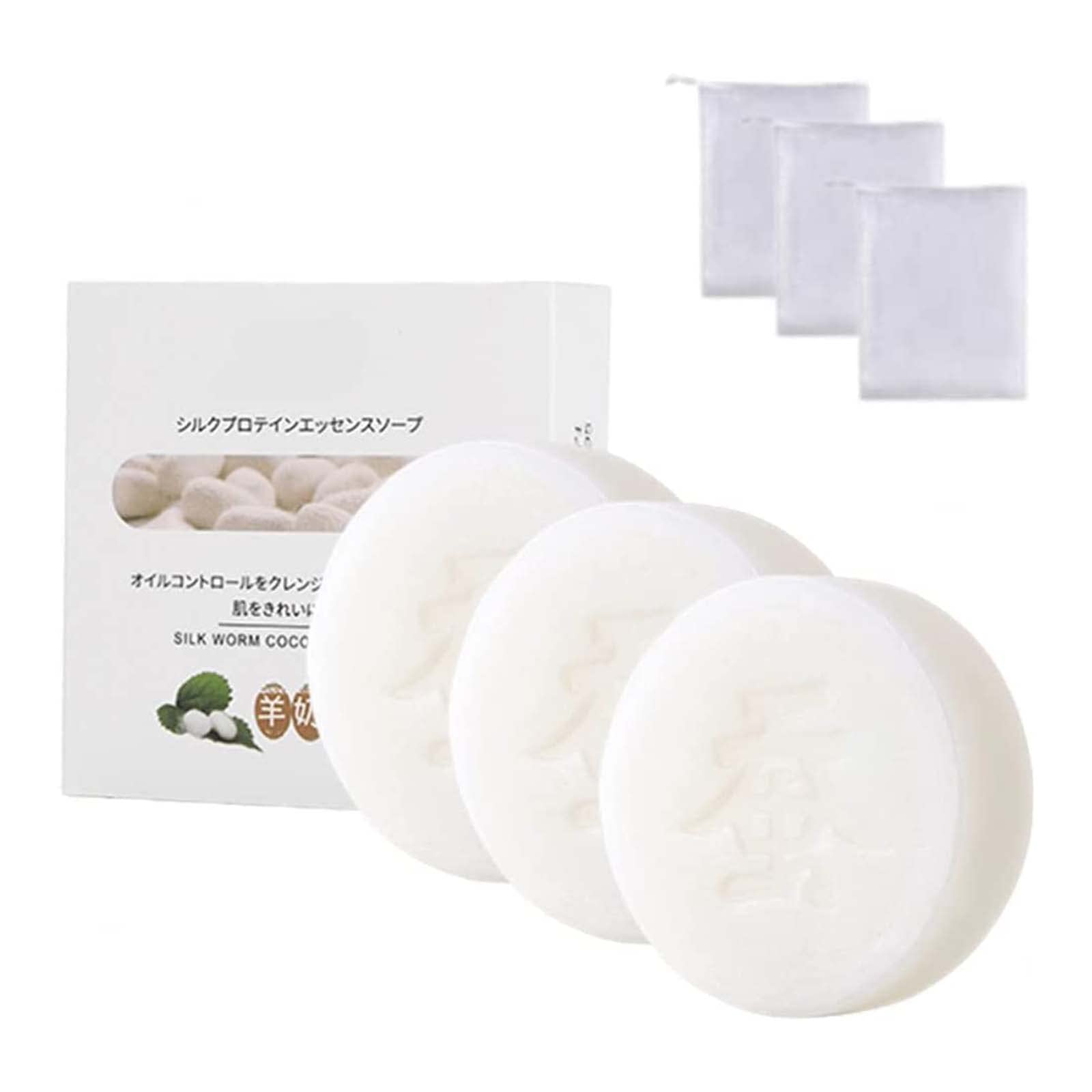 SkinFerm Back Acne Treatment Soap with Silk Worm Cocoon & Collagen - Whitening & Skin Repair Soap for Face & Body (3 Pack) - Gentle Cleansing for Acne-Prone Skin, Daily Skincare Routine