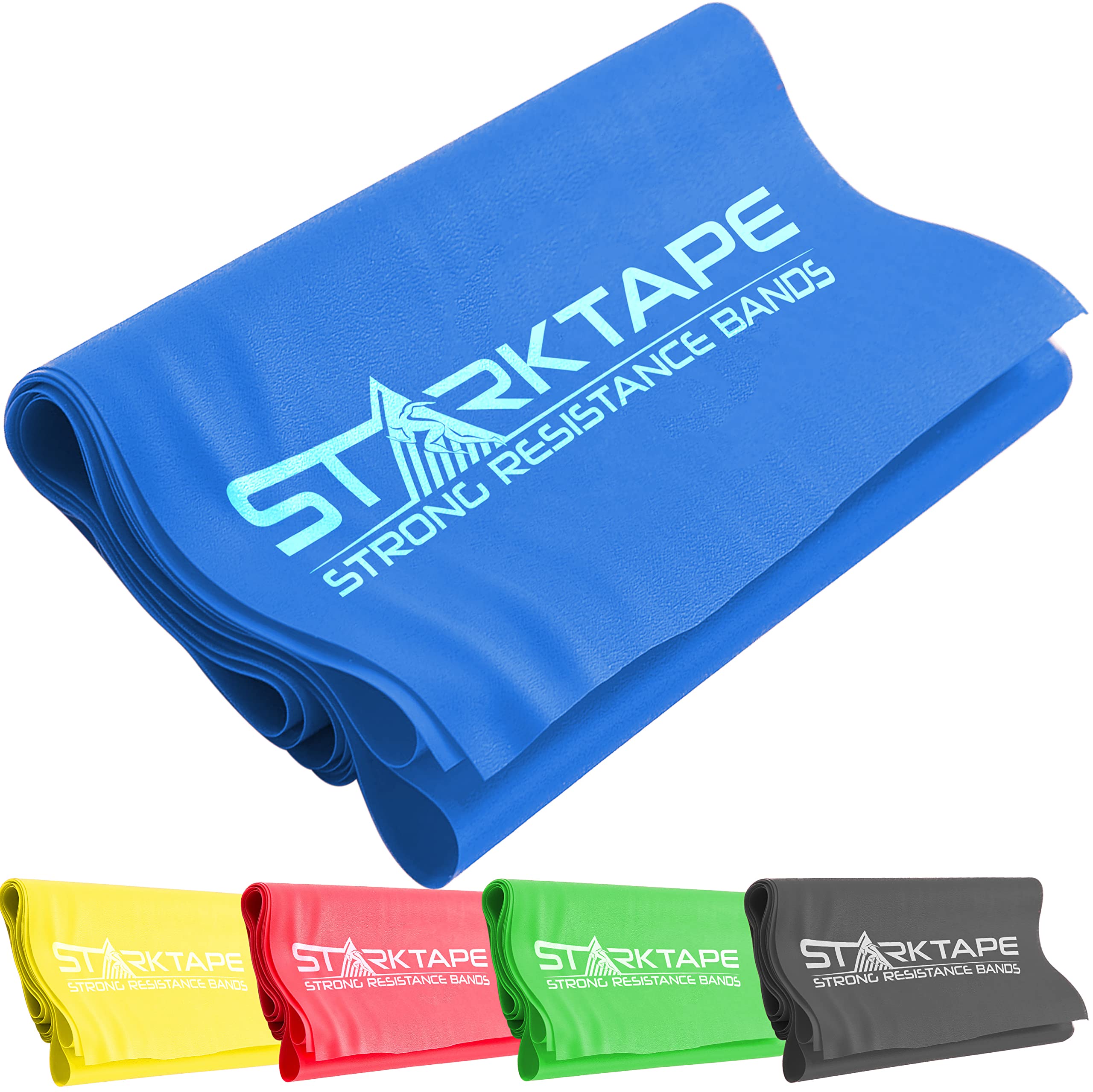 Starktape Resistance Bands - 100% Natural Malaysian Latex Exercise Bands for Physical Therapy, Yoga, Pilates & Gym Workouts | Home Fitness & Rehab Training Equipment | Scent-Free & Powder-Free | Ideal for Home, Office & Travel Workouts