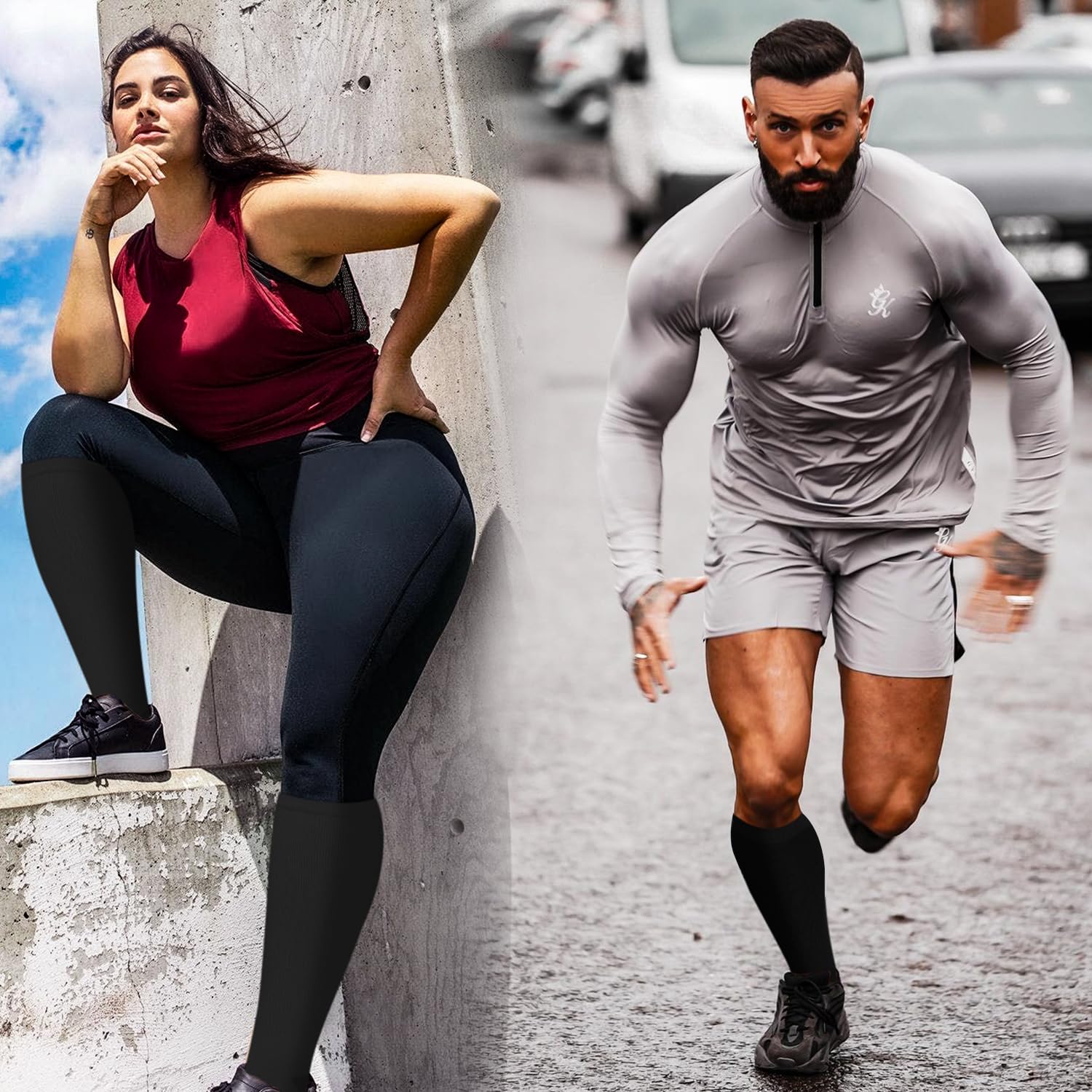 3 Pack Plus Size Compression Socks for Women & Men - Extra Wide Calf Knee High Support Stockings for Improved Circulation & Swelling Relief - Ideal for Travel, Nursing & Varicose Vein Relief