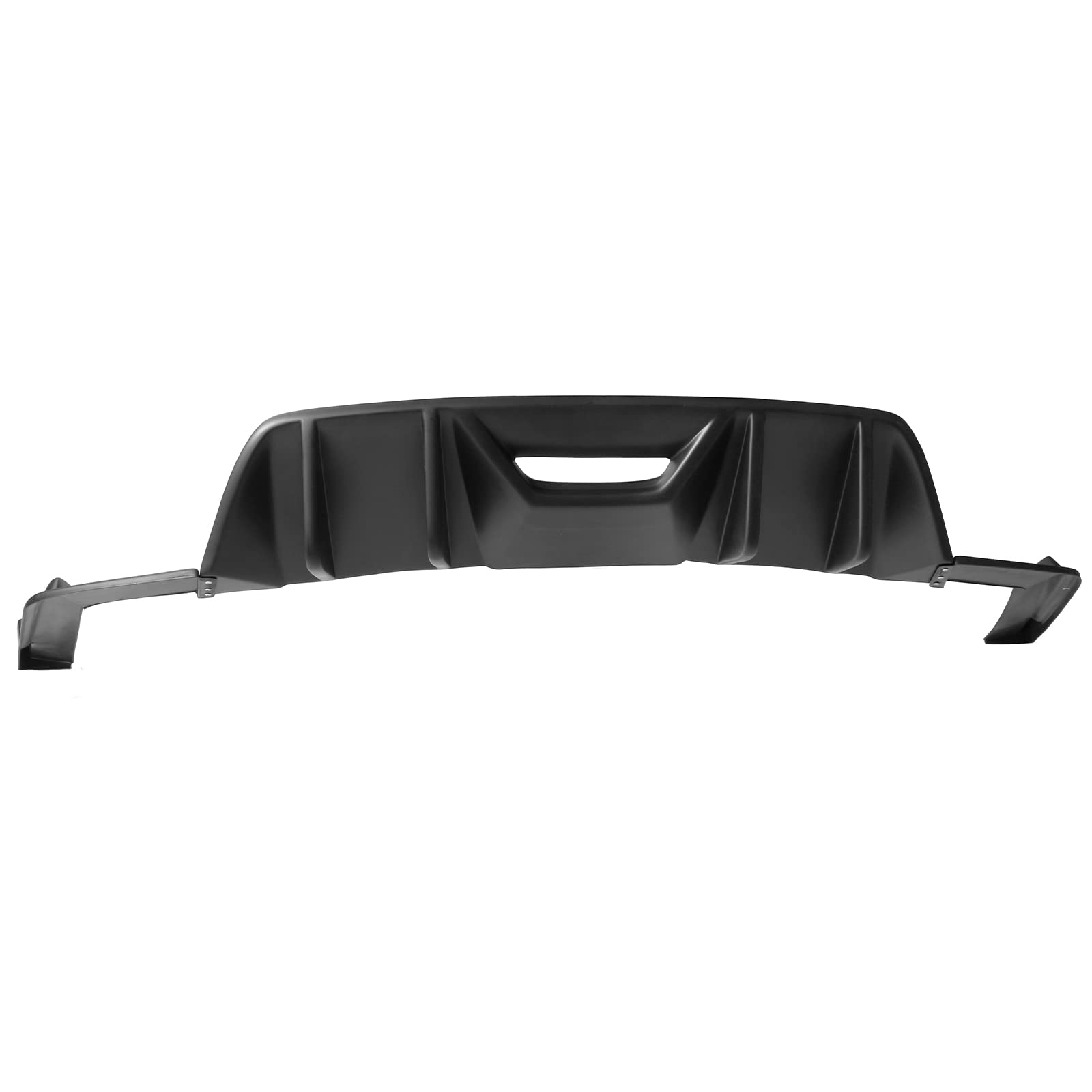 IKON MOTORSPORTS Rear Diffuser for 2015-2017 Ford Mustang - HN Style 4-Fin Bumper Lip Spoiler in Black PP Material | Enhances Aerodynamics & Aggressive Styling for Street Racing & Car Shows