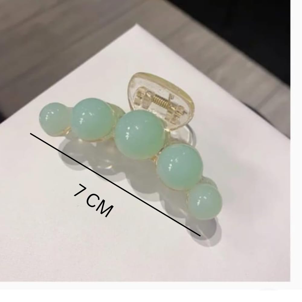 RSJ TRADERS - 3-Piece Candy Color Hair Barrettes with 7CM Big Pearl Plastic Hair Claw Clips Combo for Women & Girls - Perfect for Thick & Thin Hair Styling, School, Work, and Everyday Use