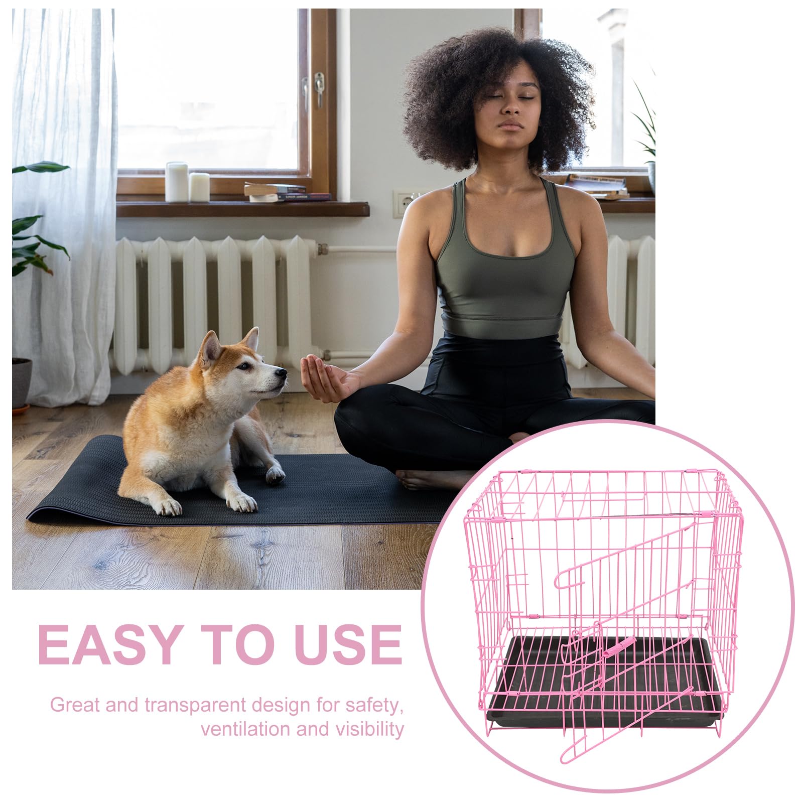 ULTECHNOVO Single Door Metal Dog Crate with Removable Tray - Portable Pet Cage for Medium Dogs, Poodles, Cats & Rabbits - Indoor & Outdoor Use for Home, Travel & Training
