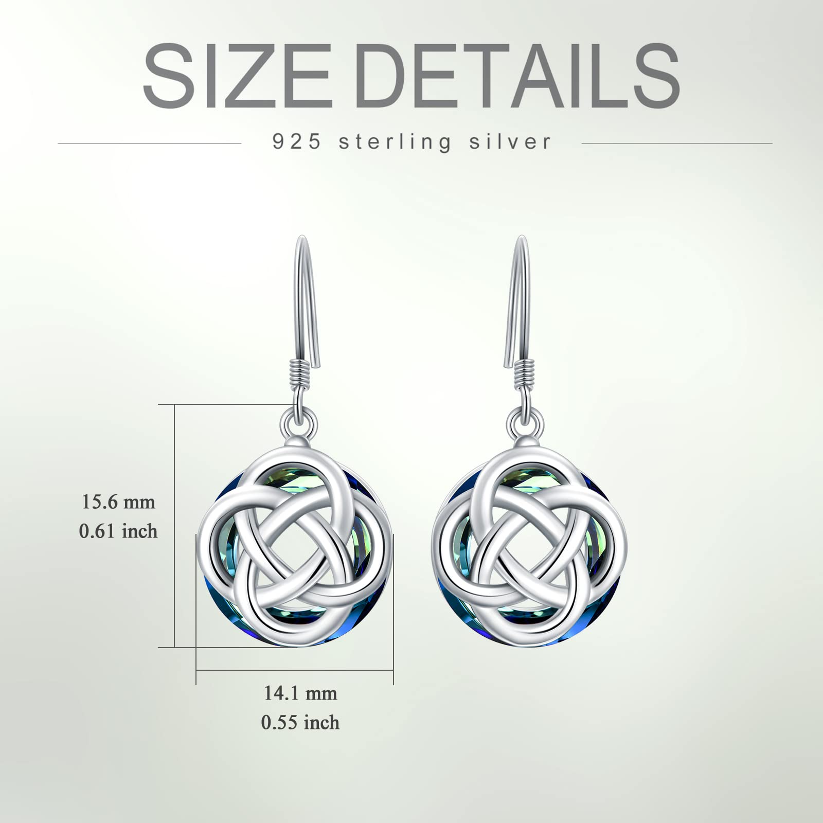 TOUPOP 925 Sterling Silver Celtic Knot Earrings with Crystal - Irish Good Luck Dangle Earrings for Women | Elegant Jewelry Gift for Birthday, Anniversary & St. Patrick's Day | Perfect for Parties, Weddings & Everyday Wear