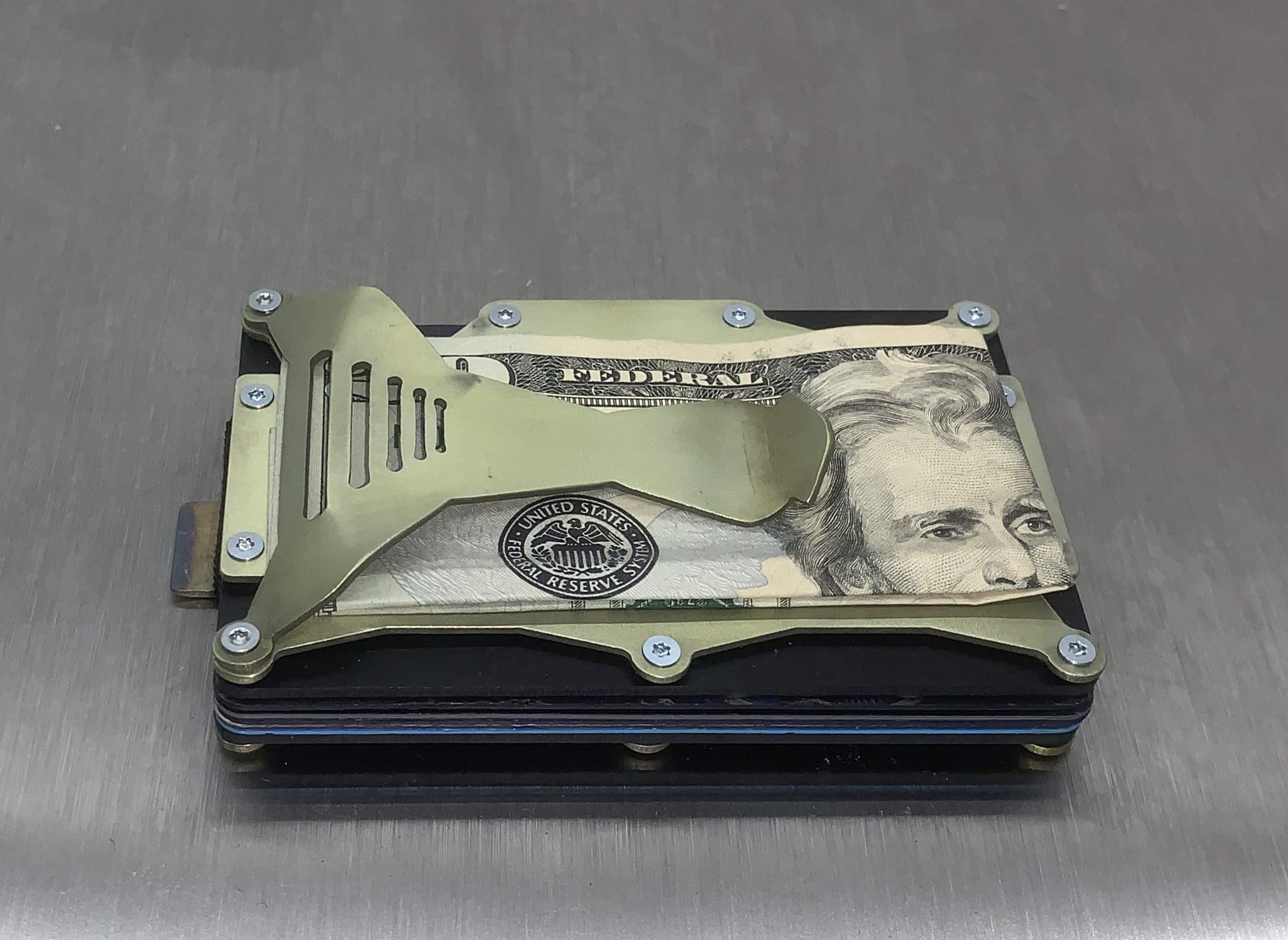 Nova X Titanium Offset Lines Minimalist Wallet - Slim RFID Blocking Metal Wallet for Men | Perfect for Travel, Business & Everyday Carry