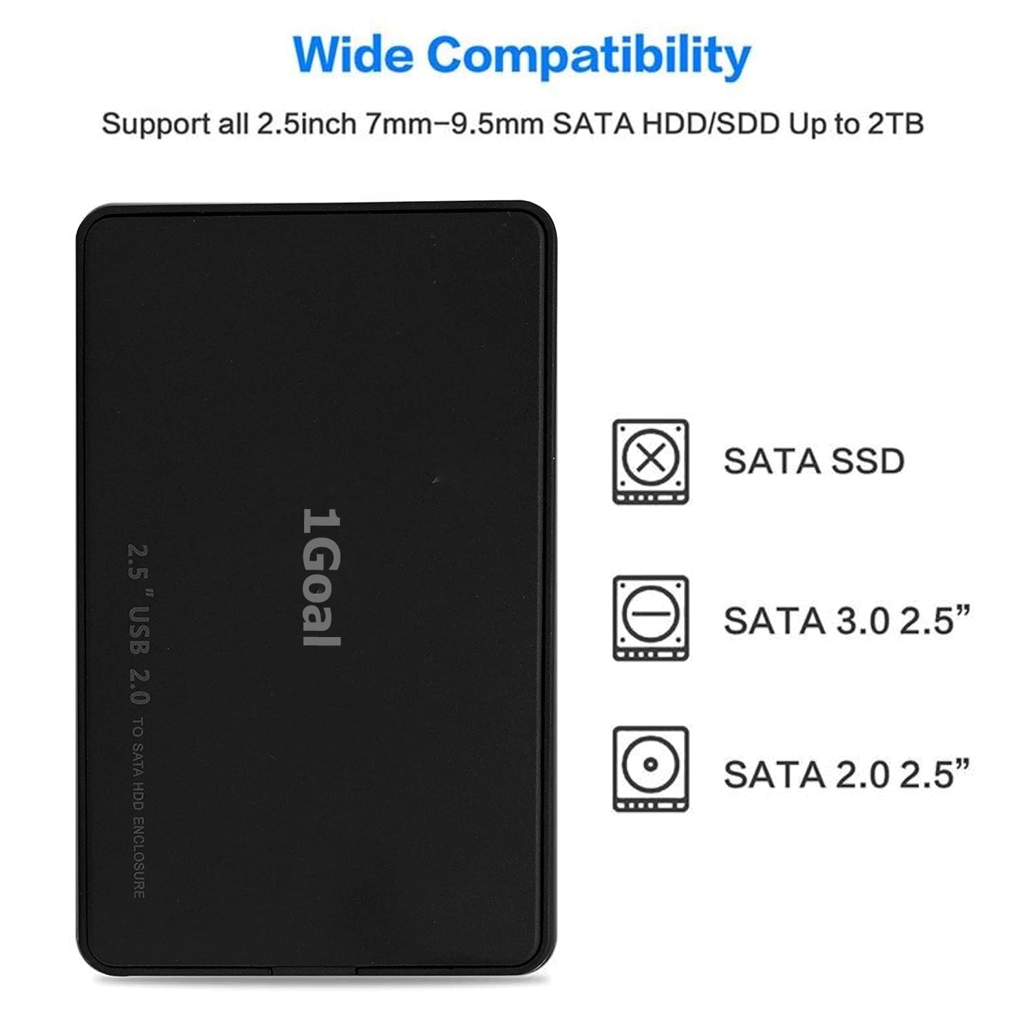 1Goal USB 2.0 to SATA External Hard Drive Enclosure for 2.5
