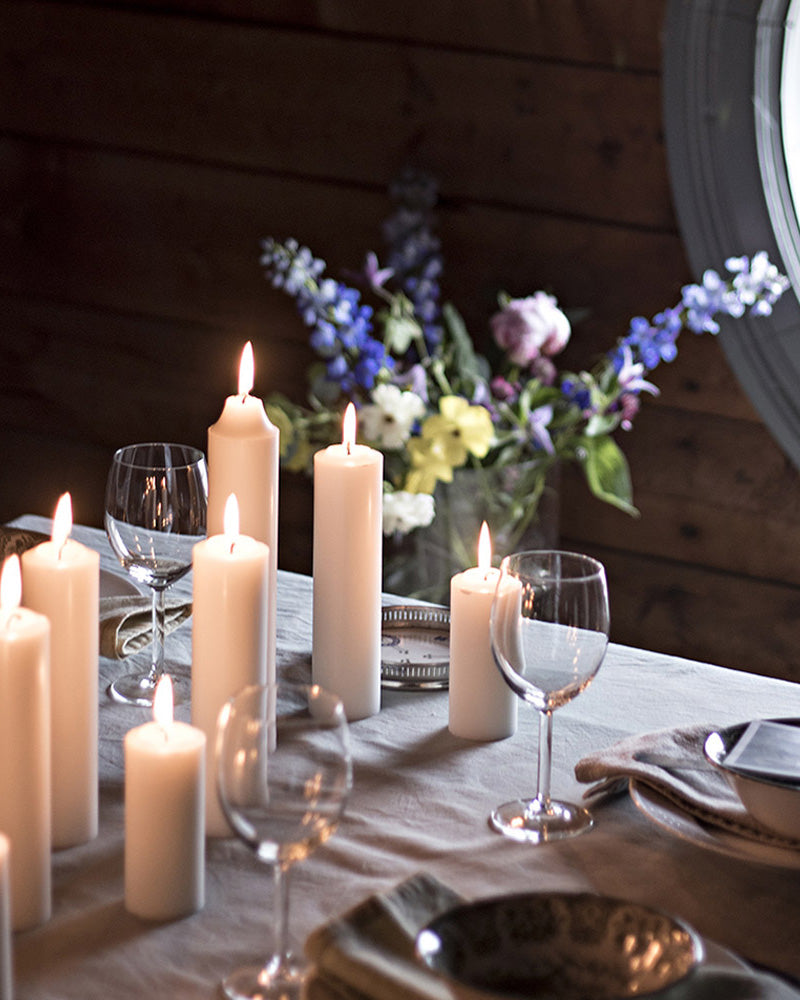 Liljeholmens Gilleljus White Block Candle 5x20 cm - Perfect for Home Decor, Weddings & Cozy Winter Nights