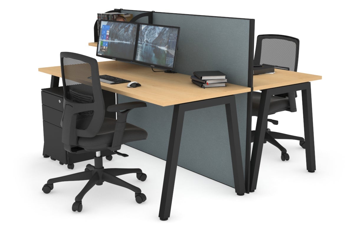 Horizon Quadro 2-Person Office Workstation Bench with A-Legs - 1600L x 700W - Perfect for Shared Workspaces, Conference Rooms & Collaborative Office Environments