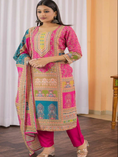 Elegant Pink Maslin Digital Printed Salwar Suit Set for Women - Traditional Indian Ethnic Wear for Festivals, Weddings & Special Occasions