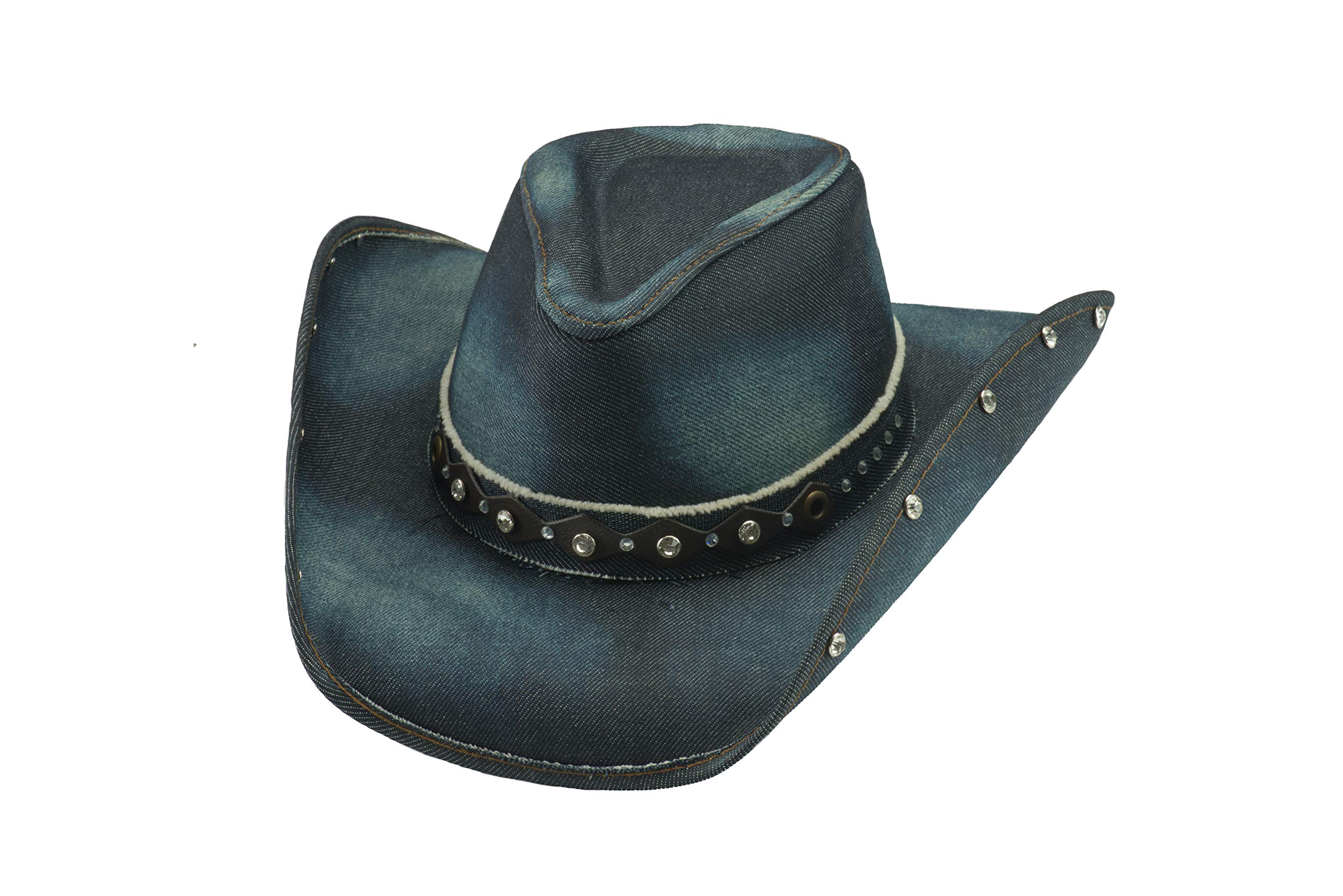 Stylish Denim Western Hat for Men & Women - Vintage Cowboy Hat with Adjustable Band - Perfect for Rodeo, Country Music Festivals & Outdoor Adventures