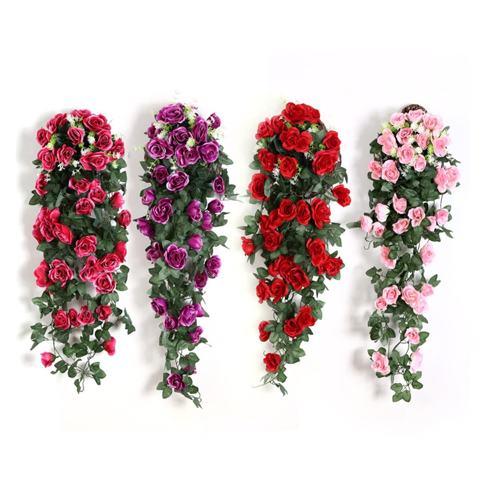 Artificial Rose Vine Wall Hanging - 1pc Champagne Rattan Flower Wreath for Home Decor, Wedding Centerpiece, and Party Backdrop | Elegant Faux Floral Arrangement for Living Room, Bedroom, or Garden Decoration