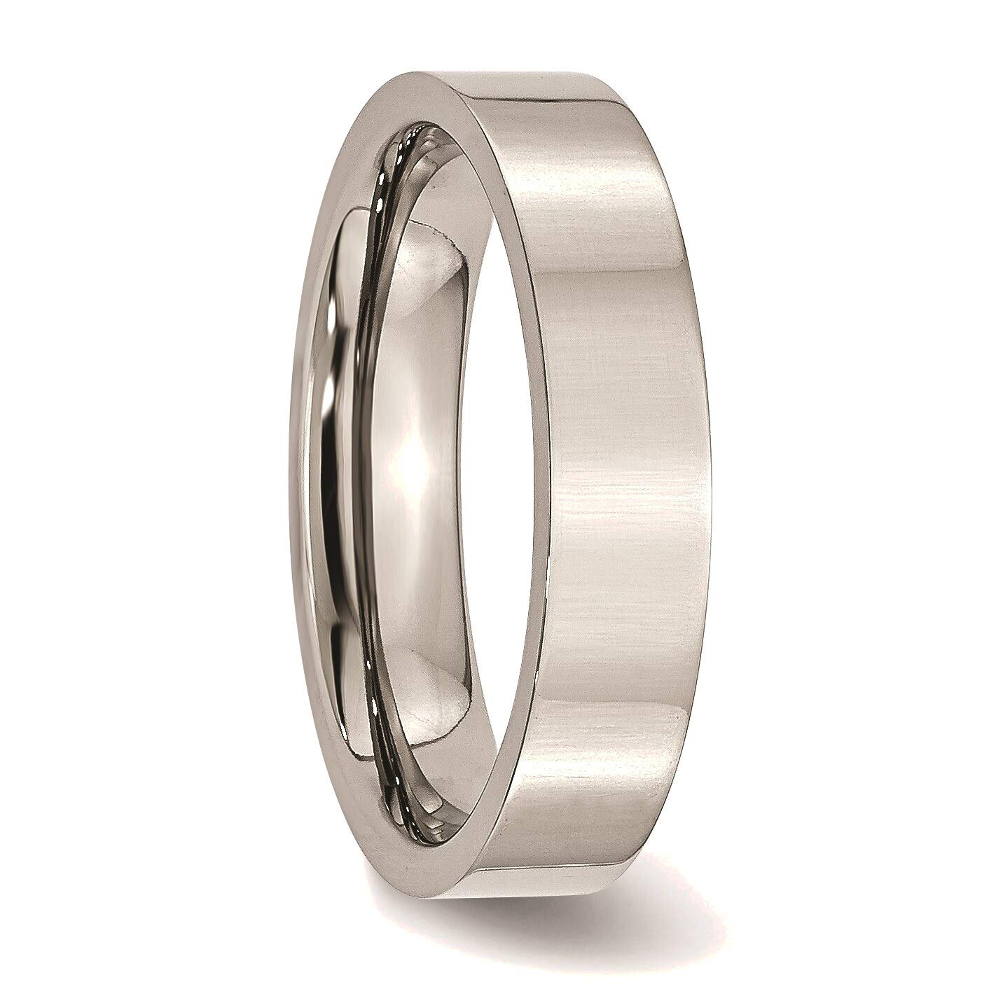 Bonyak Stainless Steel 5mm Polished Flat Band Ring - Size 11 | Durable Wedding Band, Anniversary Gift for Men & Women | Perfect for Everyday Wear, Special Occasions & Couples Jewelry