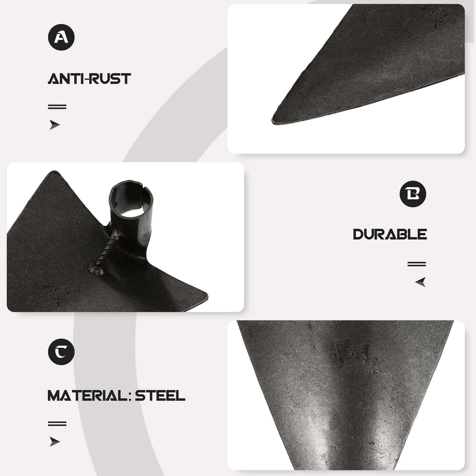 DOITOOL Triangle Hoe Head - Heavy Duty Steel Gardening Hoe for Digging and Weeding - 27x20cm Round Eye Replacement Hoe Head (Black) - Perfect for Vegetable Gardens, Flower Beds, and Farmland Maintenance