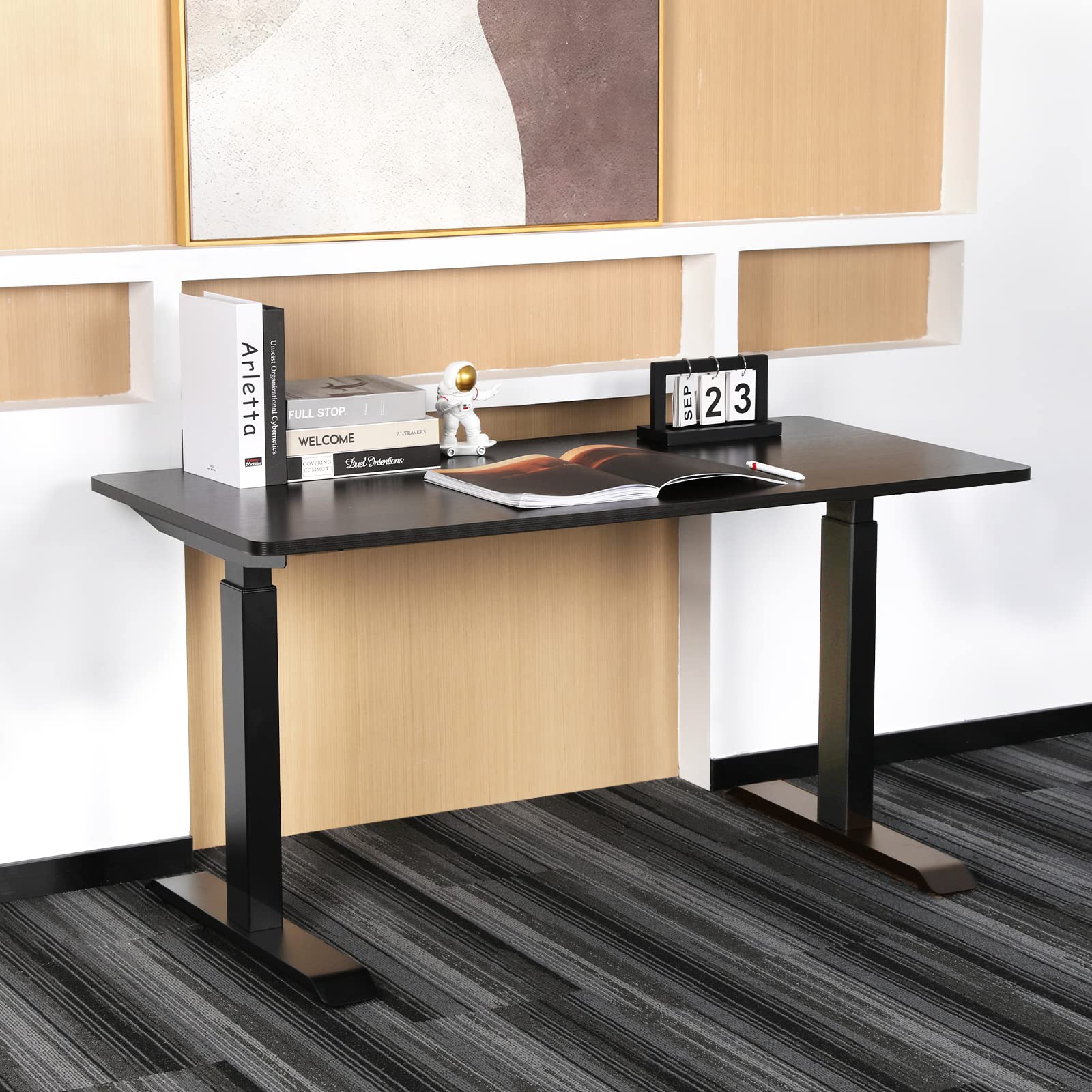 AIMEZO 55 x 28 Inch Universal Solid Wood Table Top - Black One-Piece Desk Surface for Standing & Sit-Stand Adjustable Frames | Perfect for Home Office, Workspace & Gaming Setup