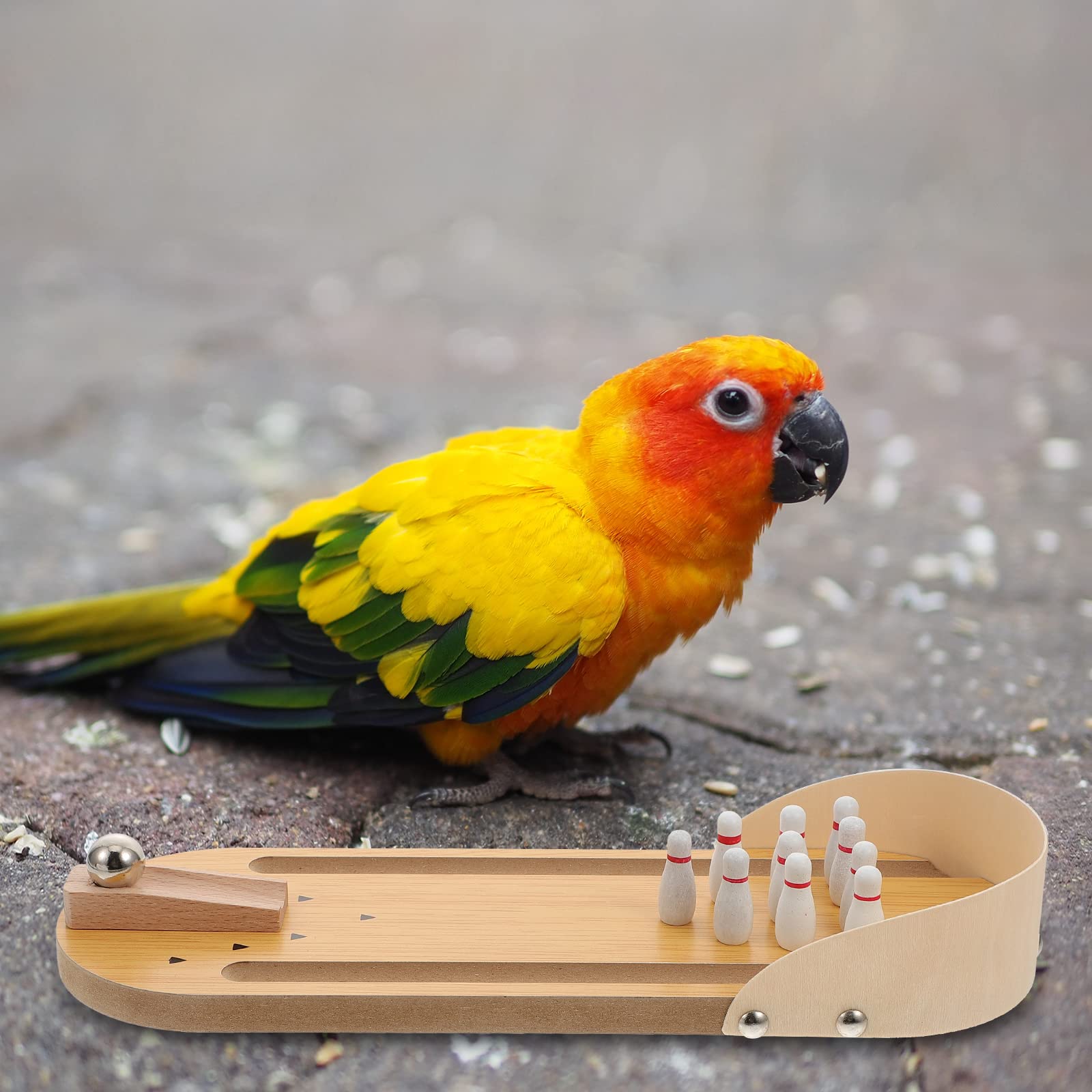 1 Set Wooden Parrot Bowling Toy - Interactive Chew Training & Educational Plaything for Parrots - Perfect for Bird Entertainment, Training & Mental Stimulation - Great for Cage Playtime & Bonding Activities
