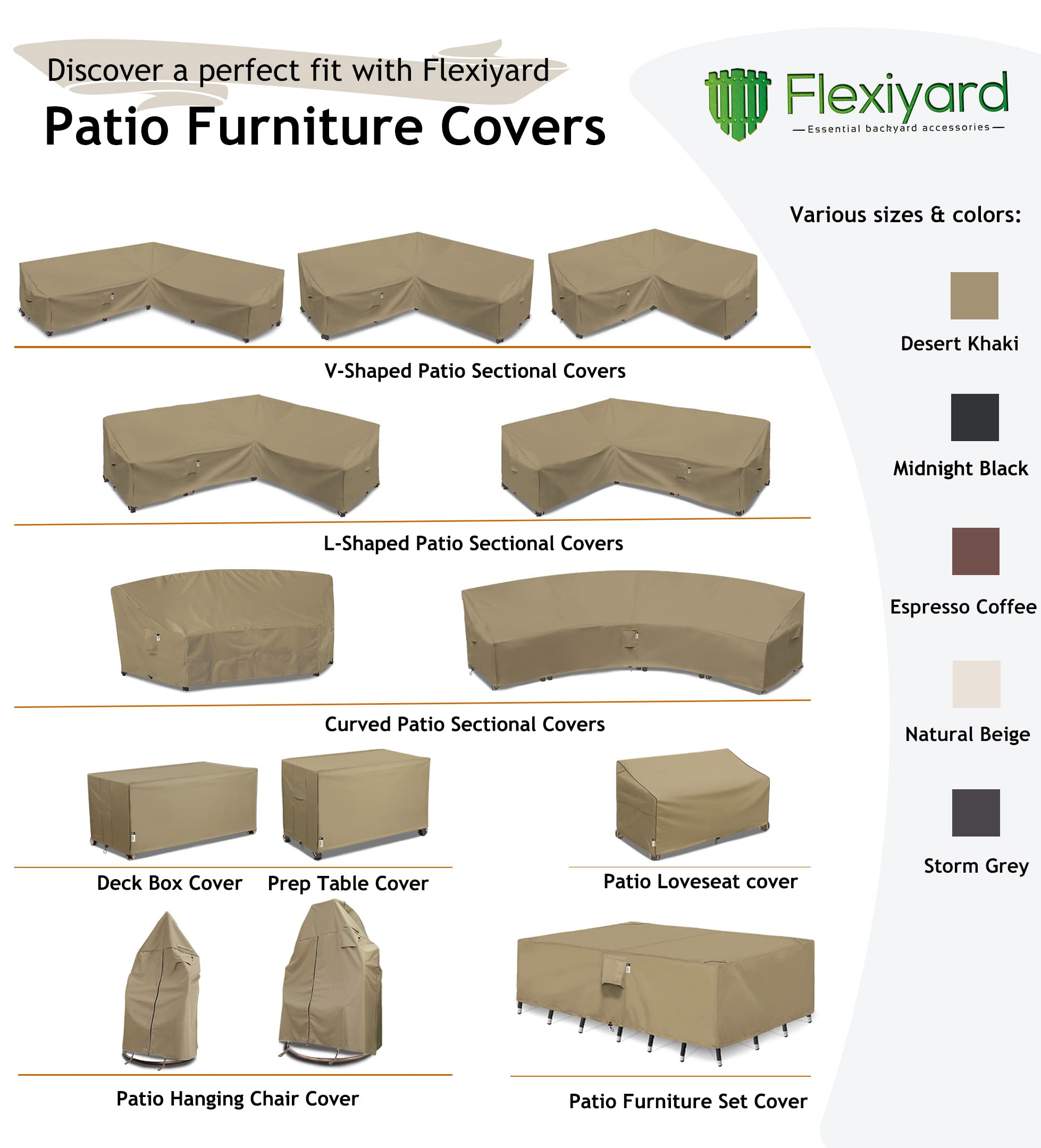 Heavy Duty 600D Waterproof Outdoor L-Shaped Sectional Sofa Cover - 115