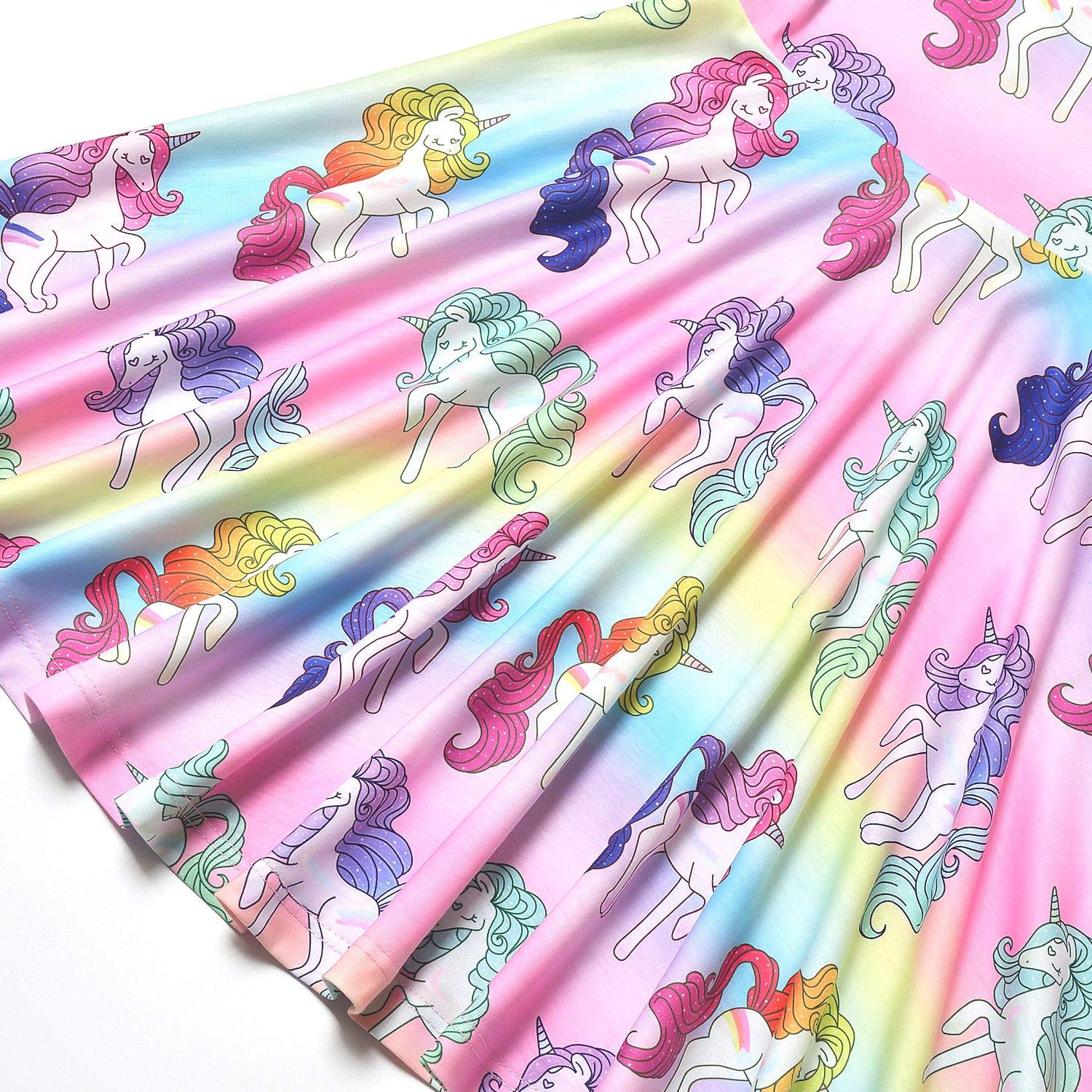 Unicorn Print Girls Summer Dresses - Short Sleeve Swing Casual Outfits for Toddlers & Kids | Perfect for Birthday Parties, Playdates & Outdoor Activities