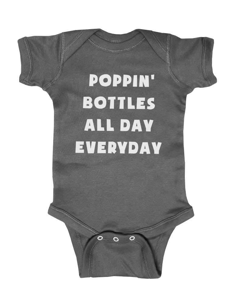 Adorable Funny Baby Bodysuit - Poppin' Bottles All Day Everyday - Perfect for Newborn Photoshoots & Playtime