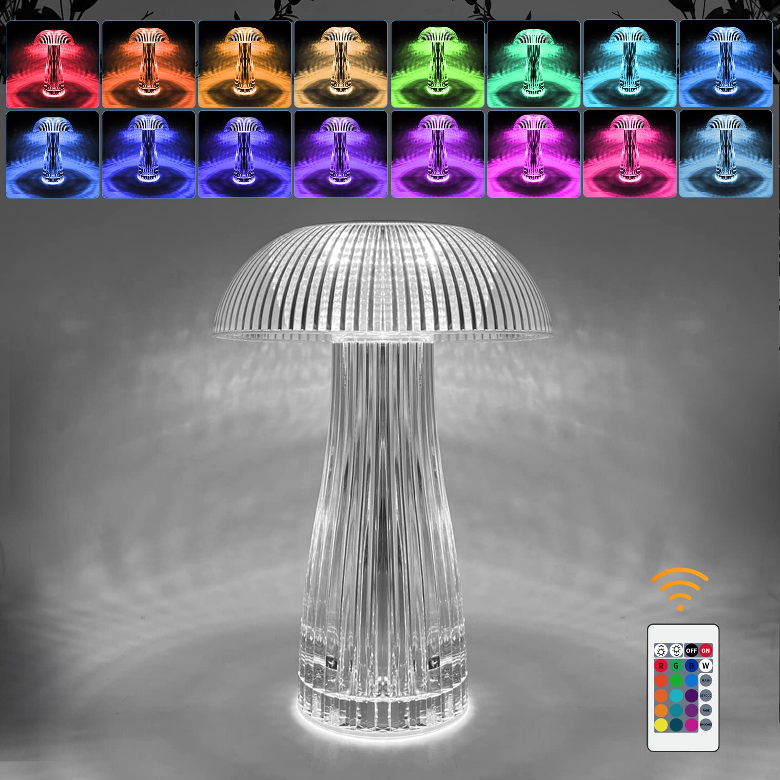 Rechargeable 16-Color Mushroom Night Light with Remote & Touch Control - Adjustable LED Shadow Lamp for Bedroom, Kids Room, Party Decor - Romantic Crystal Diamond Table Lamp for Anniversaries, Gifts & Home Decor