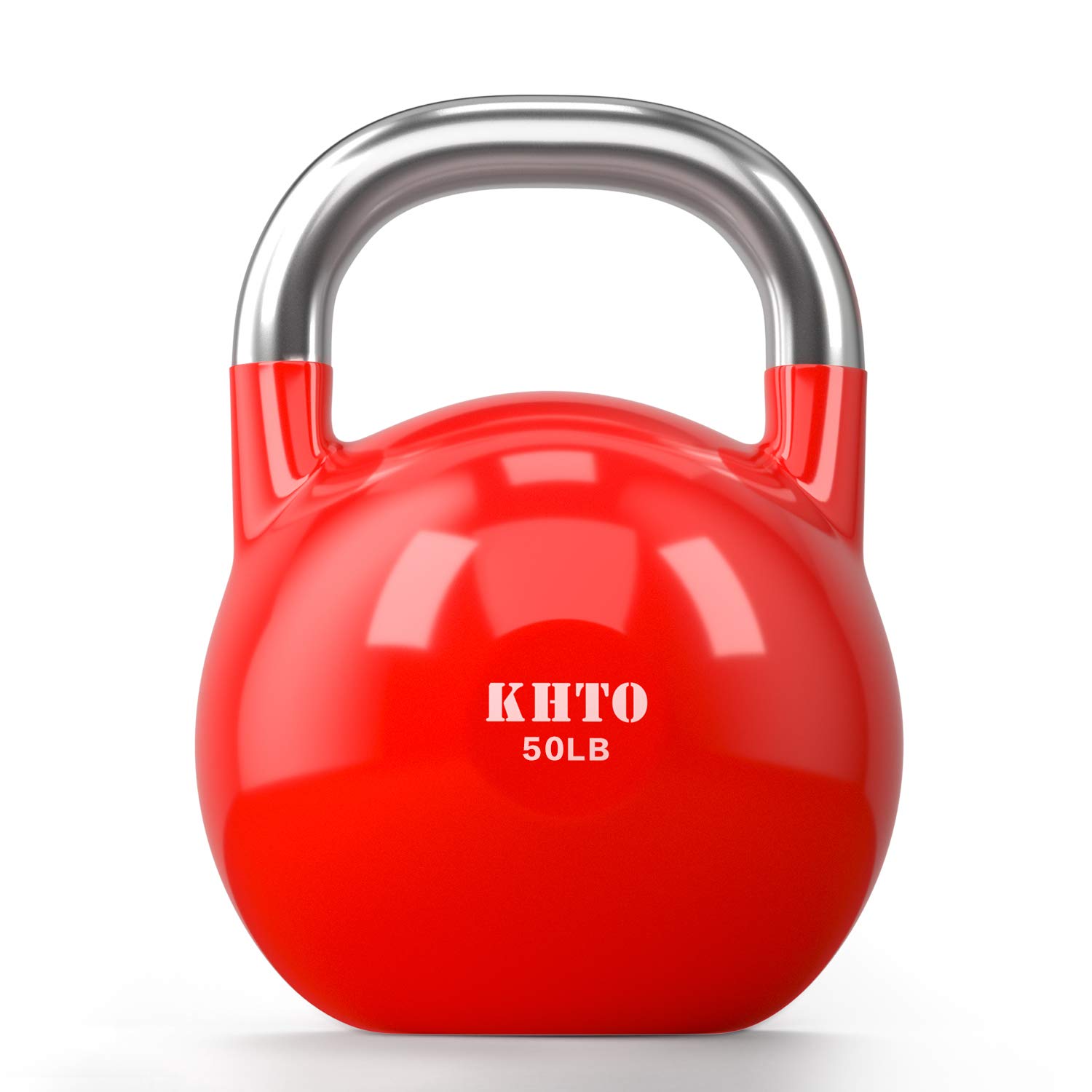 KHTO Competition Kettlebell 50 LB - Professional Grade Fitness & Weightlifting Equipment for CrossFit, Strength Training & Home Gym Workouts - Durable Cast Iron Design with Color-Coded Weights (10-50LB) - Perfect for HIIT, Functional Training & Muscle Building