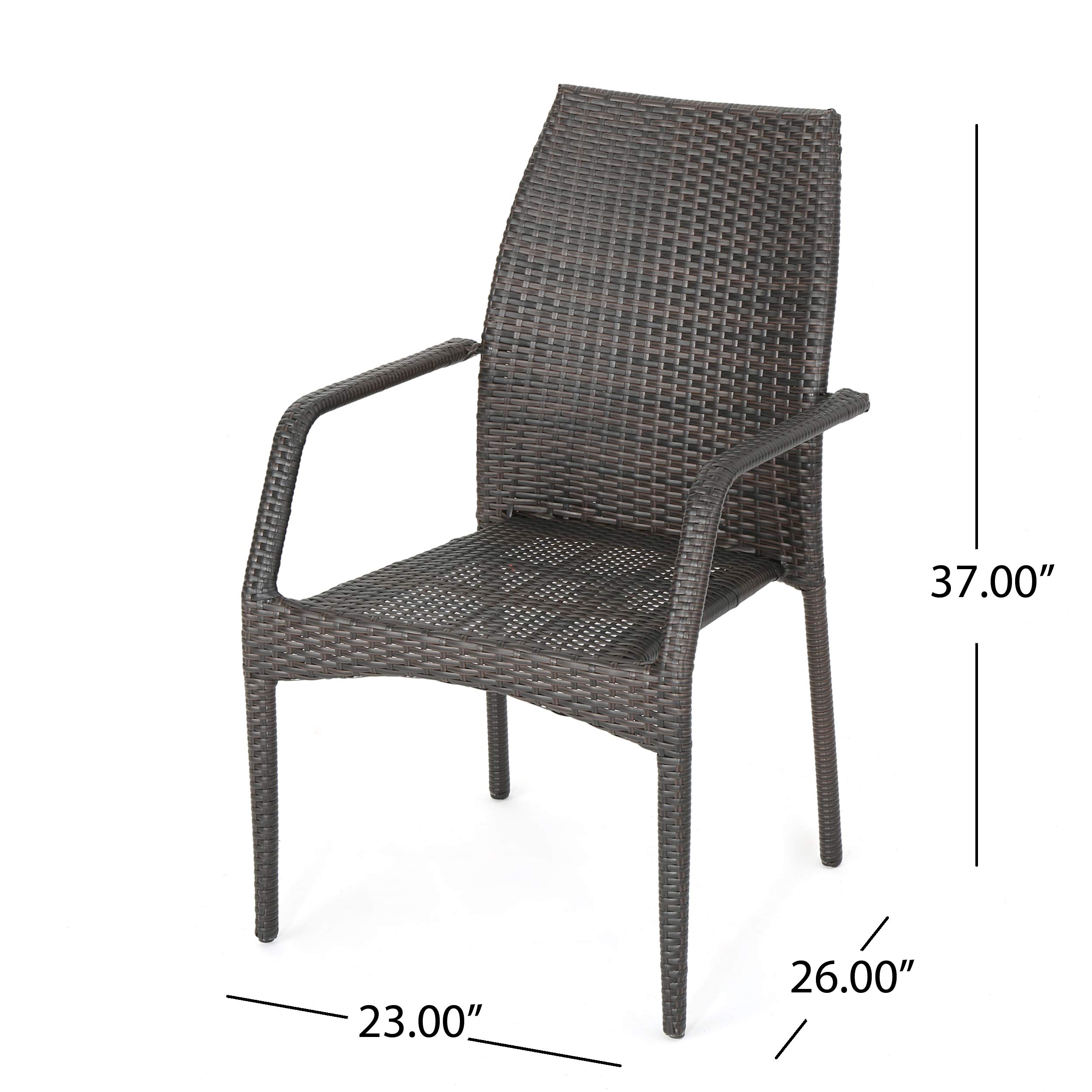 Christopher Knight Home Bridget Outdoor Wicker Stacking Patio Chairs, 2-Piece Set, Multi-Brown - Perfect for Poolside, Garden, and Backyard Relaxation