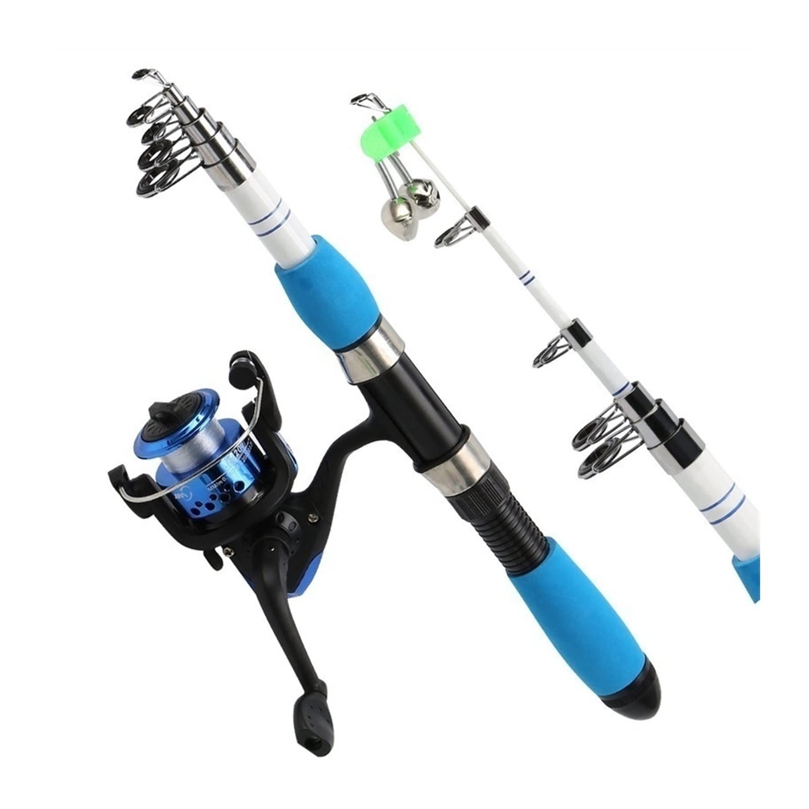 Telescopic Fishing Rod and Spinning Reel Combo Kit - 5.2ft Portable Travel Fishing Pole with Baits & Hooks for Saltwater & Freshwater Fishing | Ideal for Camping, Beach & Outdoor Adventures