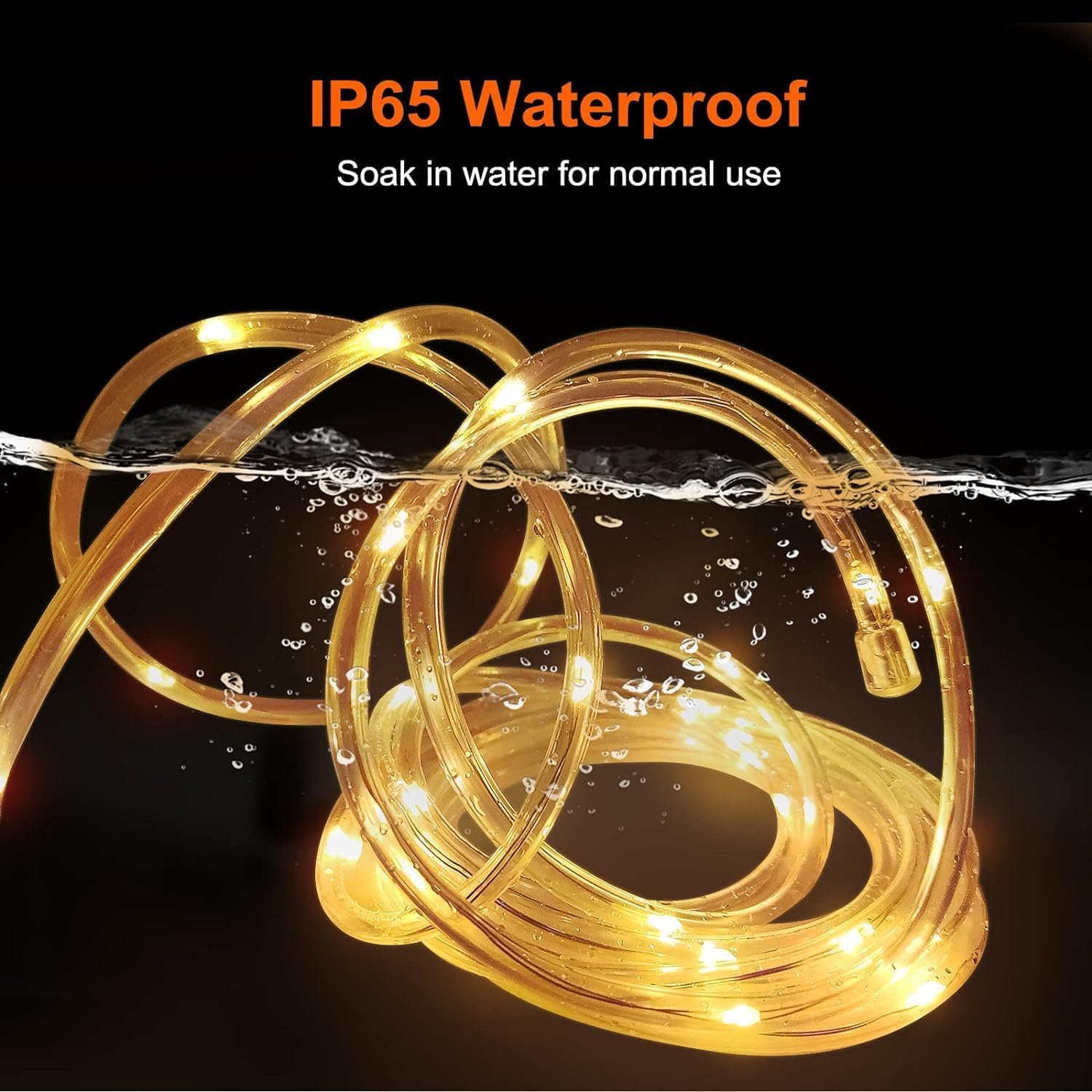 200 LED 66Ft Waterproof Connectable Rope Lights - Indoor/Outdoor Flexible Lighting for Patio, Pool, Bedroom, Living Room, Christmas Tree & Landscape Decor (Warm White) | Perfect for Parties, Weddings & Holiday Displays