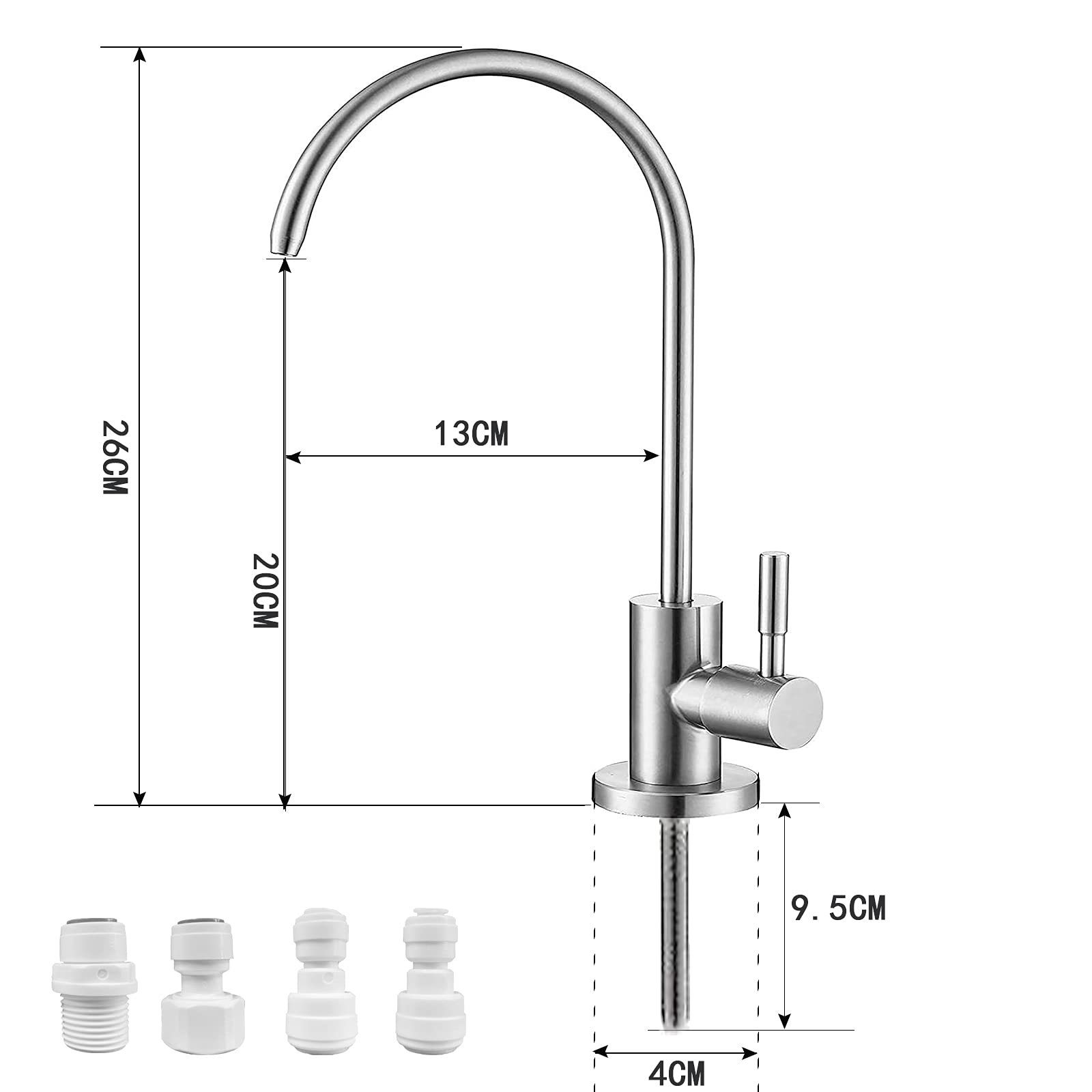 Lead-Free 304 Stainless Steel Water Filter Faucet for Kitchen Sink - Fits RO Systems