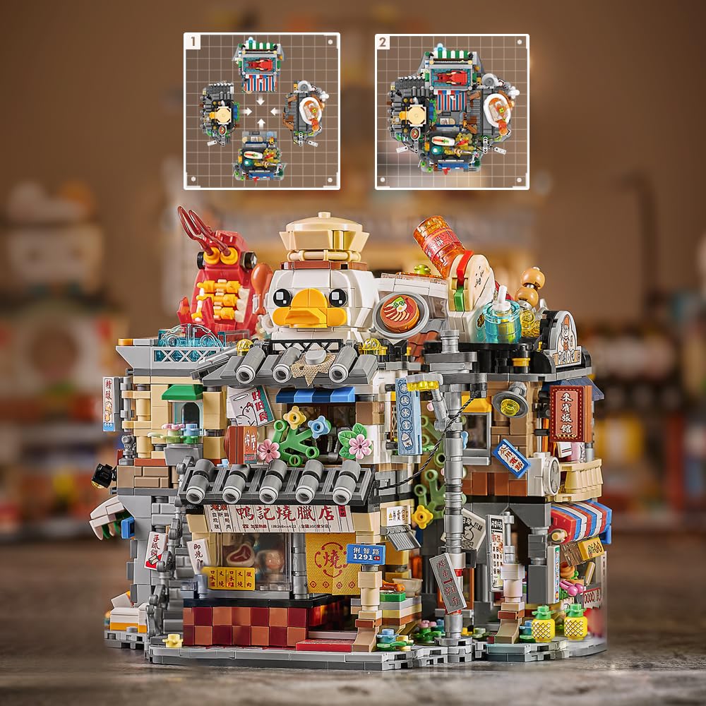 LOZ Mini Building Blocks 4-in-1 Chinese Style Road View Construction Set - 3075 Piece DIY Bricks Kit for Creative Building, Home Decoration & Gift Giving