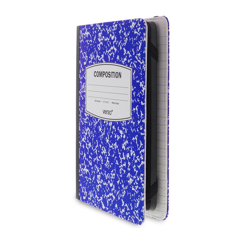 Verso Kindle Case - Classic Blue Composition Book Folio Style Protective Cover for Amazon Kindle (Fits Kindle Paperwhite, Kindle & Kindle Touch) | Durable & Stylish | Perfect for School, Work & Travel