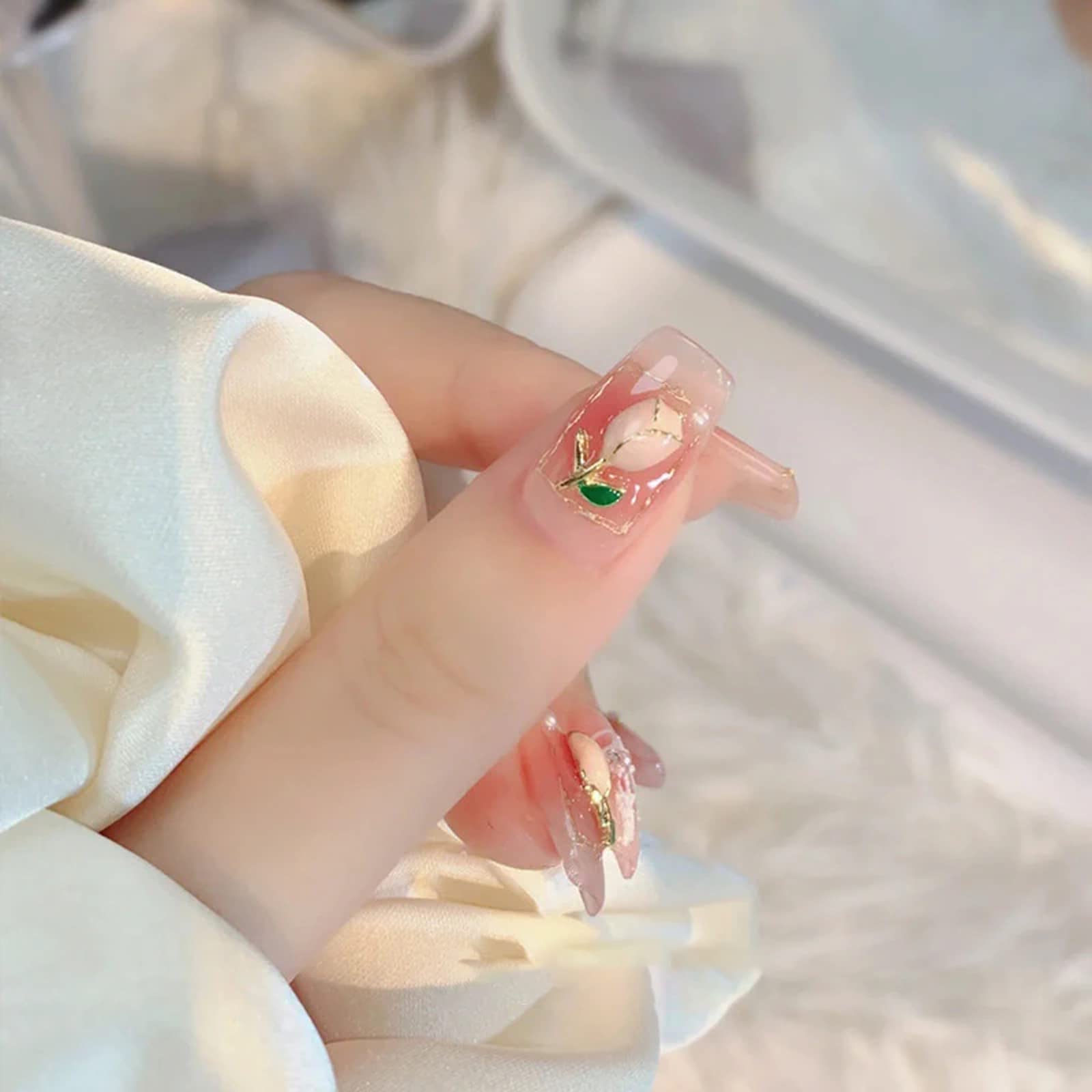 40PCS 3D Tulip Nail Art Charms - Flat Back Flower Nail Decorations for DIY Nail Designs | Perfect for Spring Nails, Bridal Manicures & Women's Nail Art Accessories