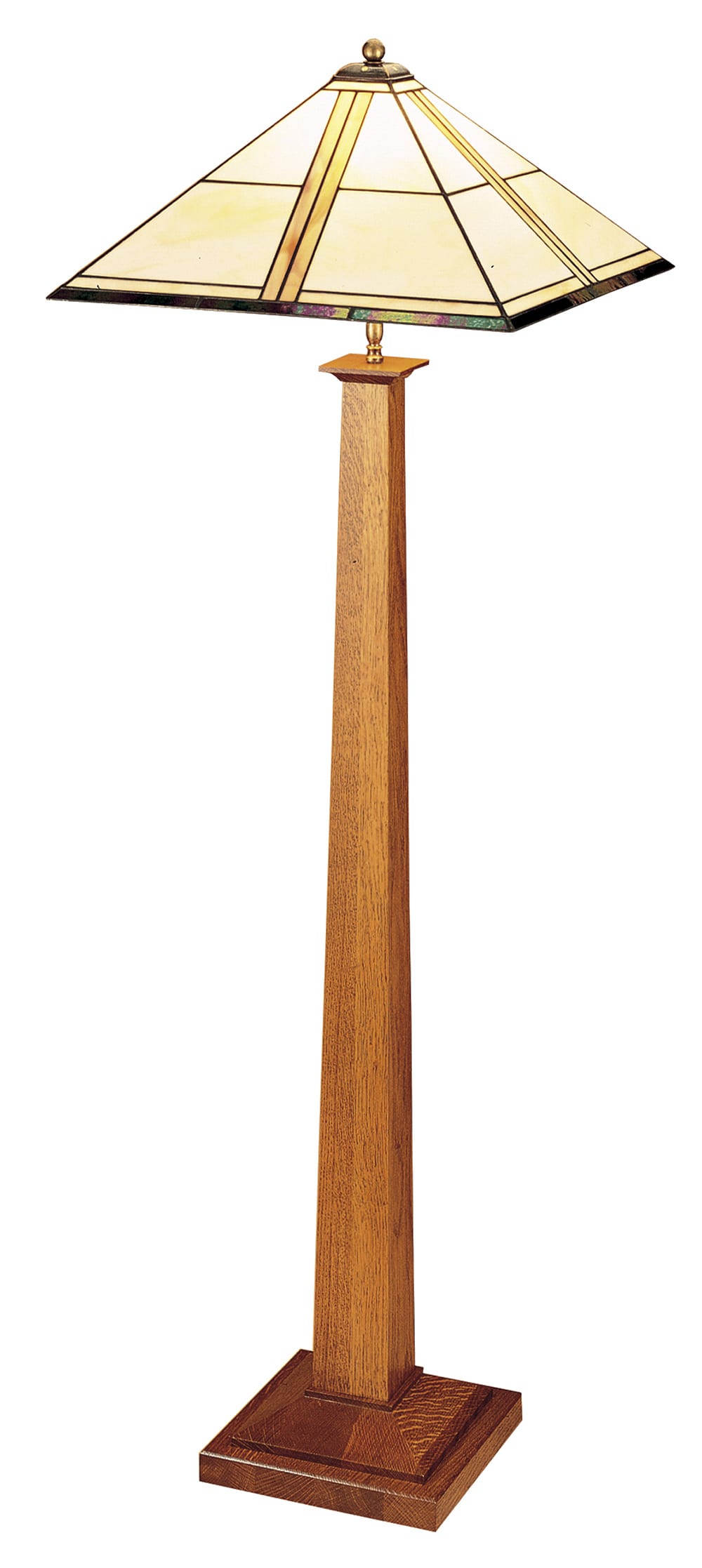 Modern Square Base Floor Lamp with Handcrafted Art Glass Shade - Bright LED Lighting for Living Room, Bedroom & Office Decor