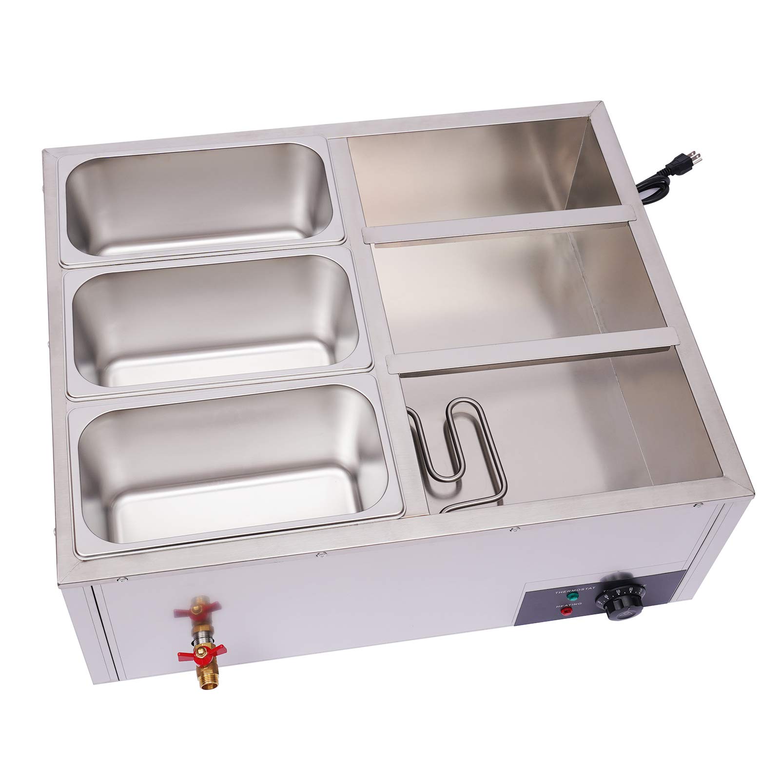 6-Pan Commercial Food Warmer 110V Buffet Warming Tray - 850W Stainless Steel Electric Soup Pot with Adjustable Temperature (30-85°C) for Catering, Restaurants & Buffets - Perfect for Keeping Soups, Sauces & Dishes Warm at Events