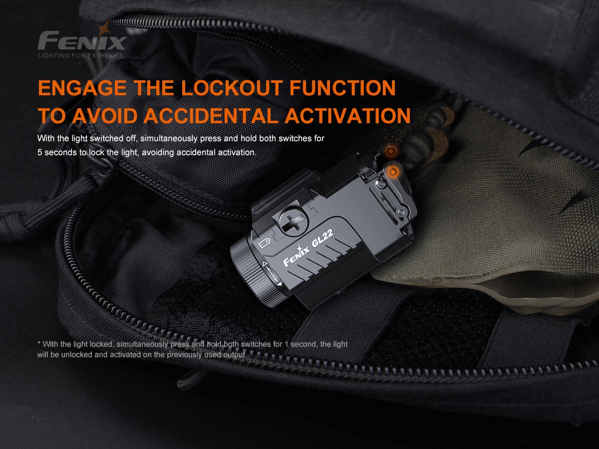 Fenix GL22 Tactical Flashlight with Red Laser Sight - Compact Weapon Light for Pistols, Rifles & Hunting - Perfect for Home Defense, Law Enforcement & Outdoor Adventures
