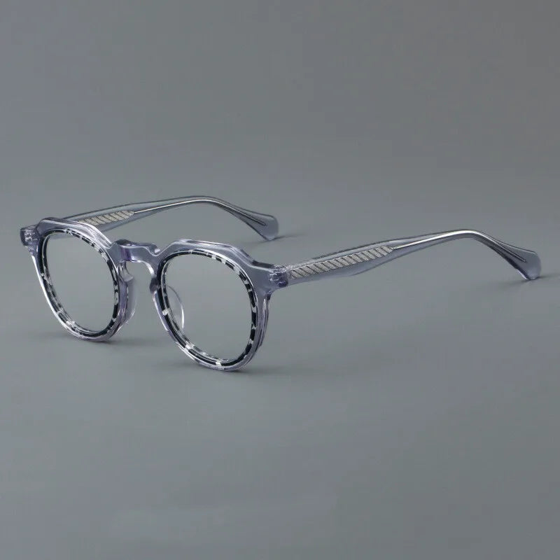 CCspace Unisex Full Rim Flat Top Round Acetate Eyeglasses Frame 301249 - Stylish & Durable for Work, Reading, and Fashion Accessories