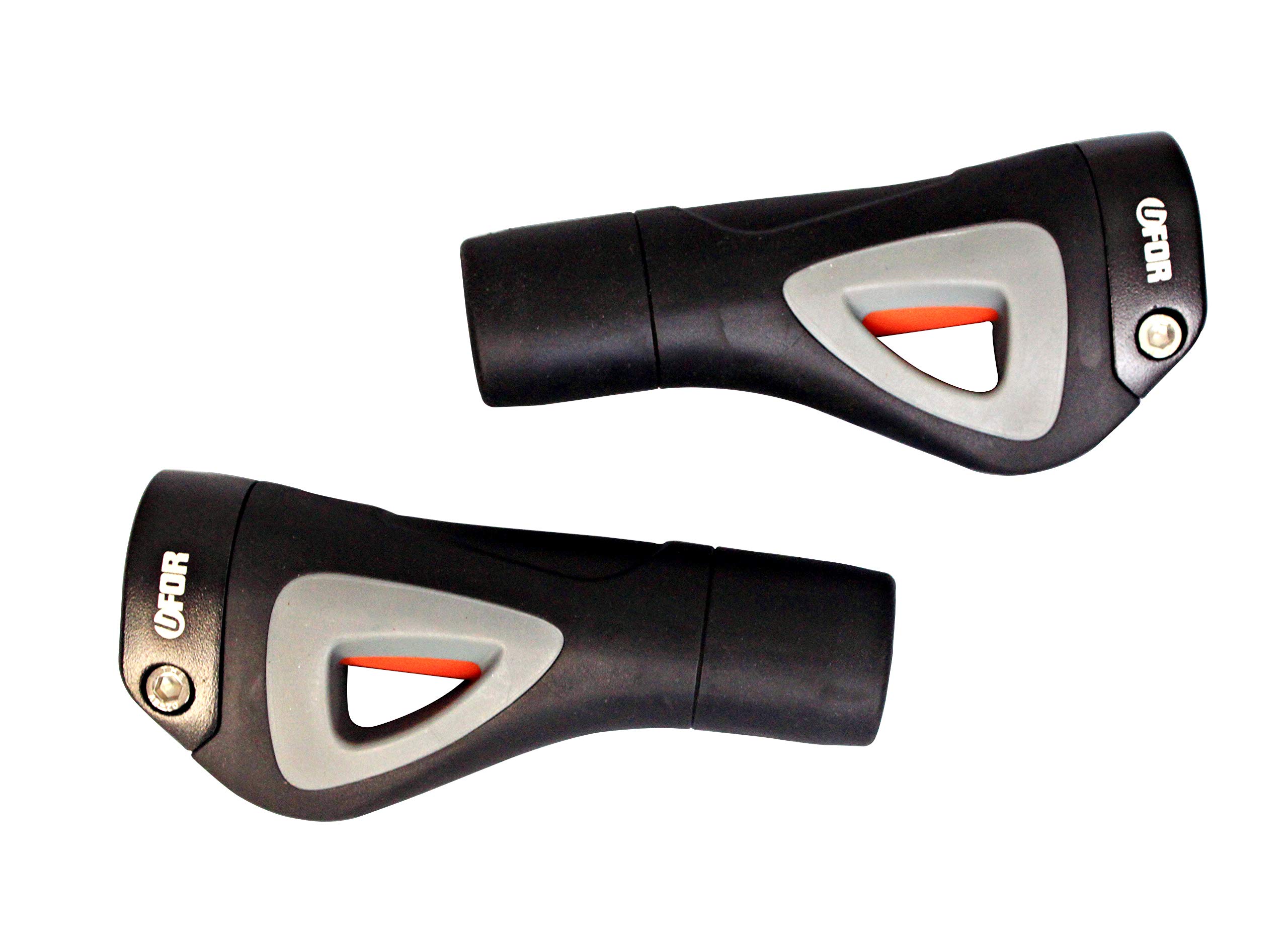 UFOR CAVO Ergonomic Mountain Bike Handlebar Grips - Dual Color Lock-On Rubber Grips with Aluminum Locking Clamps for MTB, BMX, Touring & Commuting Bikes (133mm, Made in Taiwan) - Perfect for Trail Riding, Urban Commuting & Long-Distance Cycling