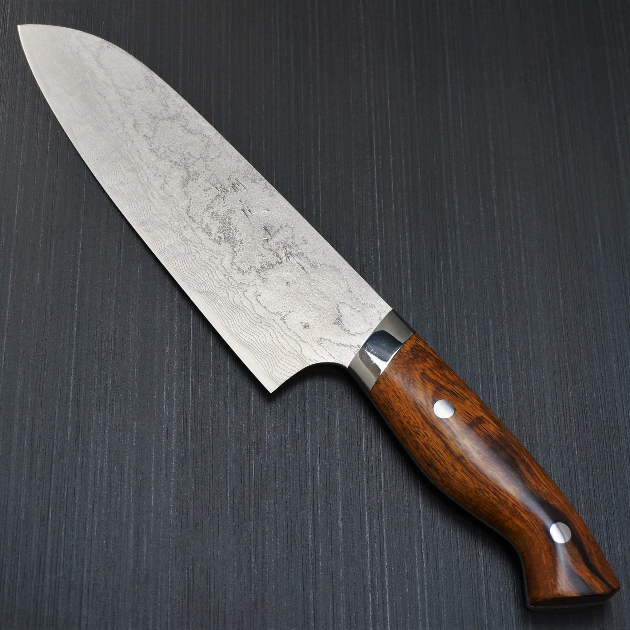 Premium Yuta Katayama Super Gold 2 Damascus Santoku Knife 185mm - Japanese High Carbon Steel Blade with Ironwood Handle - Perfect for Sushi, Vegetables & Meat Cutting - Professional Chef & Home Kitchen Essential